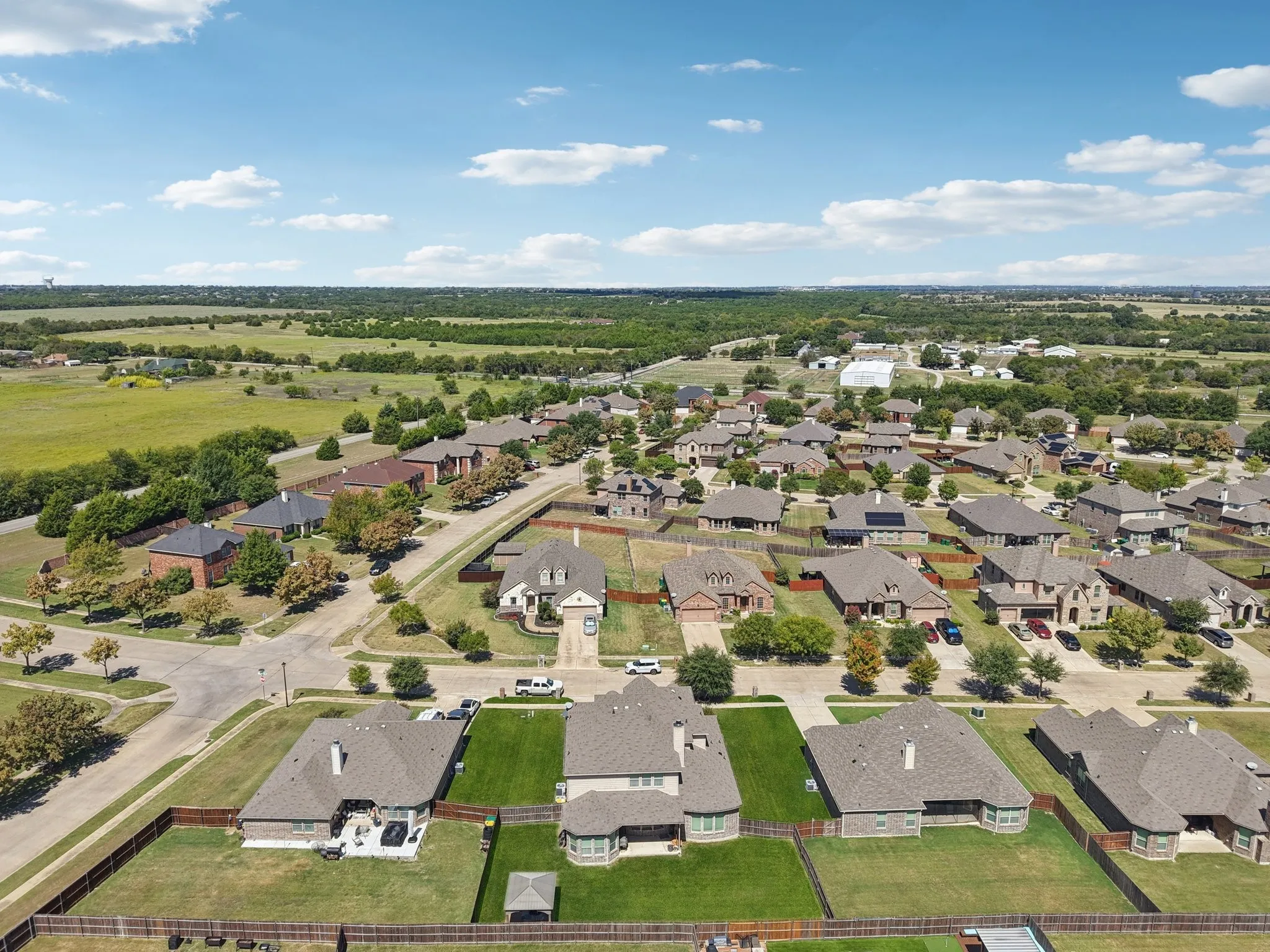 Aerial perspective of suburban area