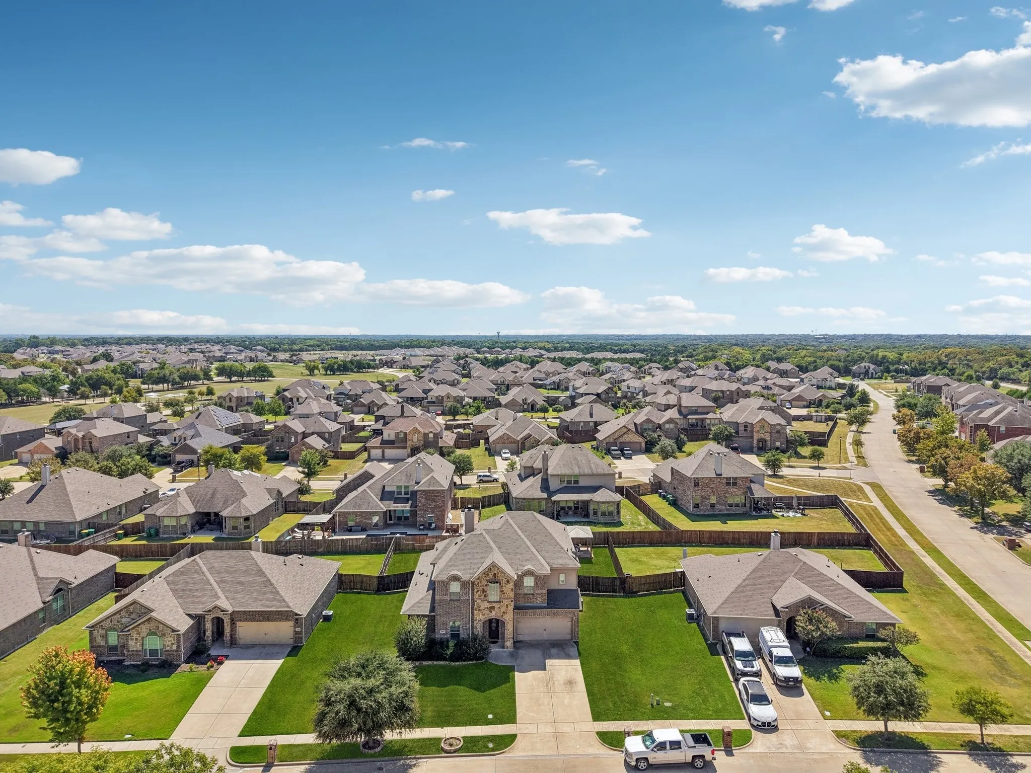 Aerial perspective of suburban area