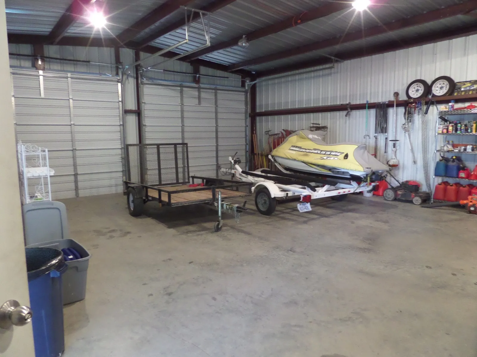 Garage with metal wall