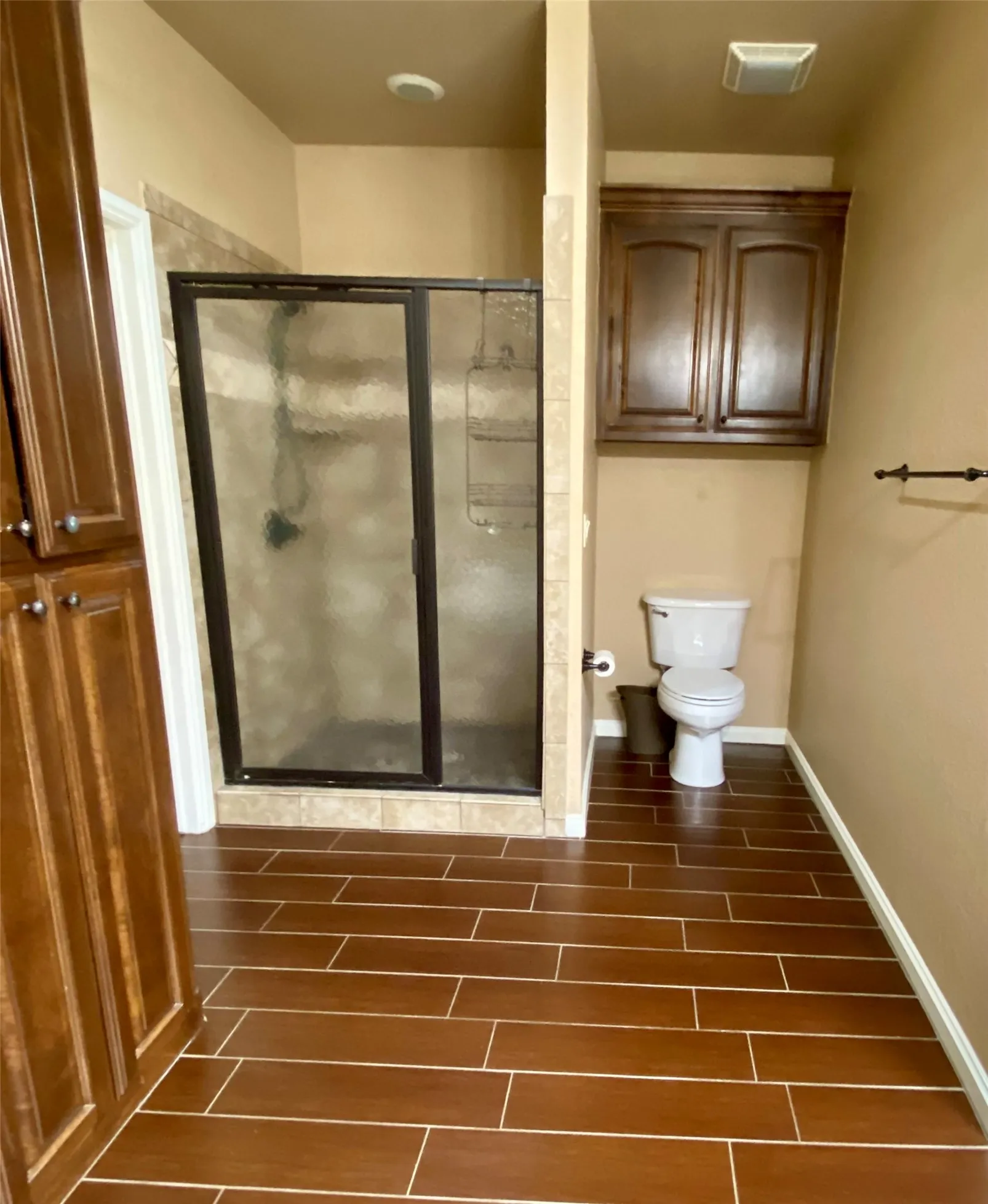 Seperate shower and built-in linen closet