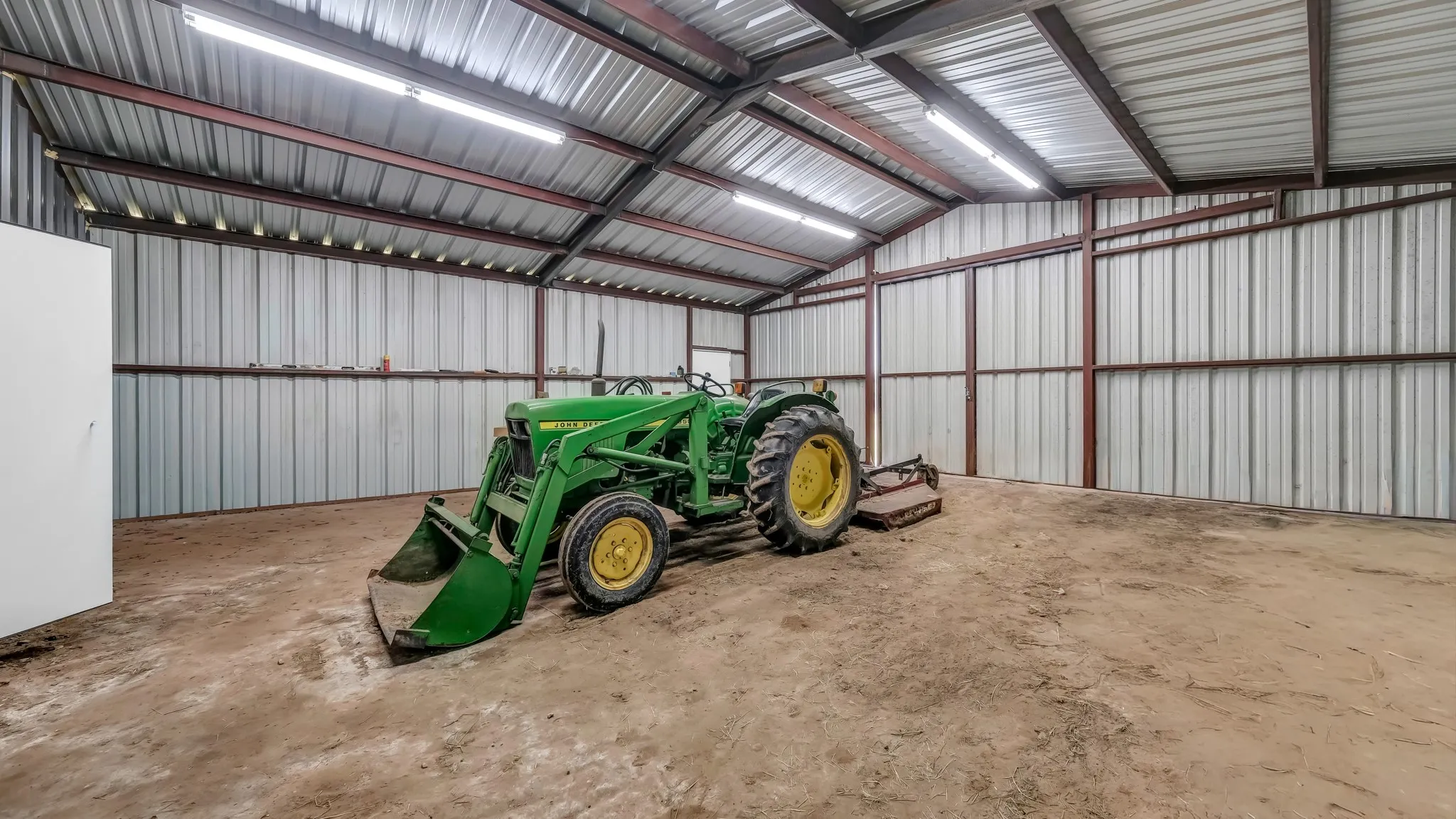 Garage with metal wall