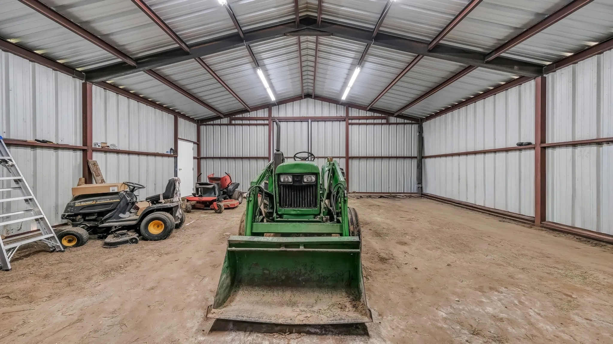 Garage with metal wall