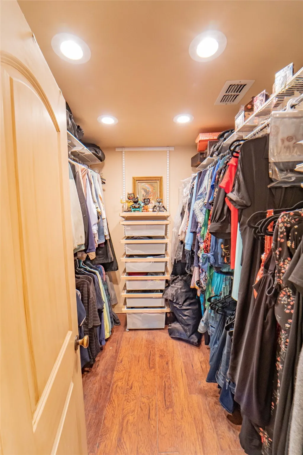 Large walk in closet in primary en suite with the convenience of built-ins!