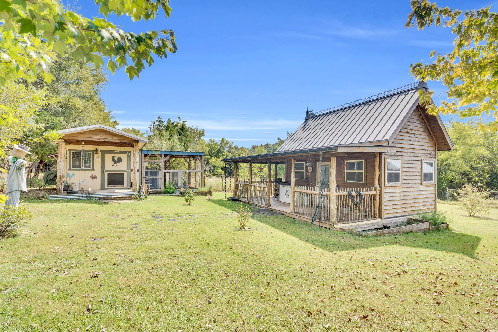 Chicken yard with Coop and Large garden shed
