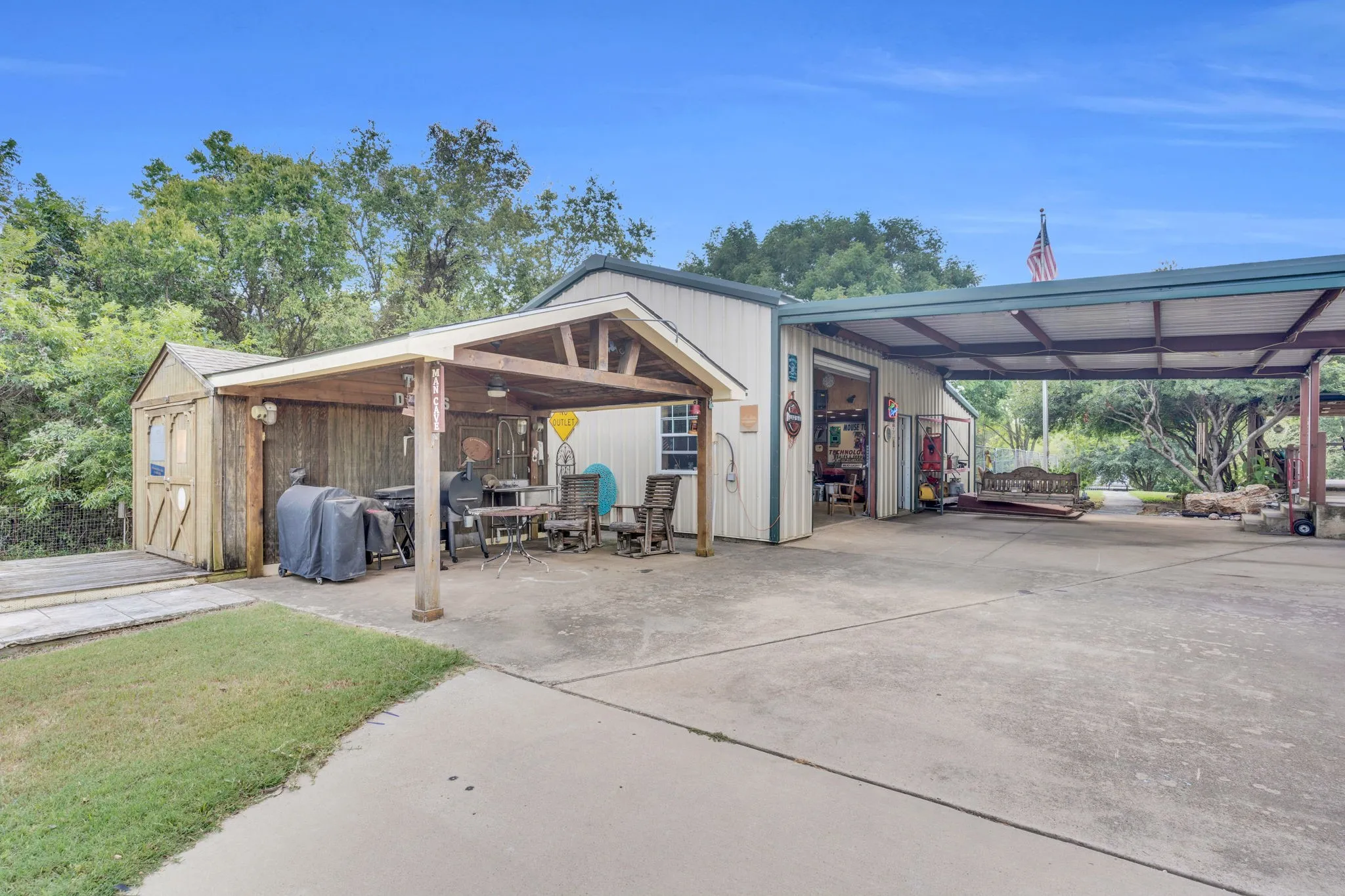 Workshop and covered BBQ area