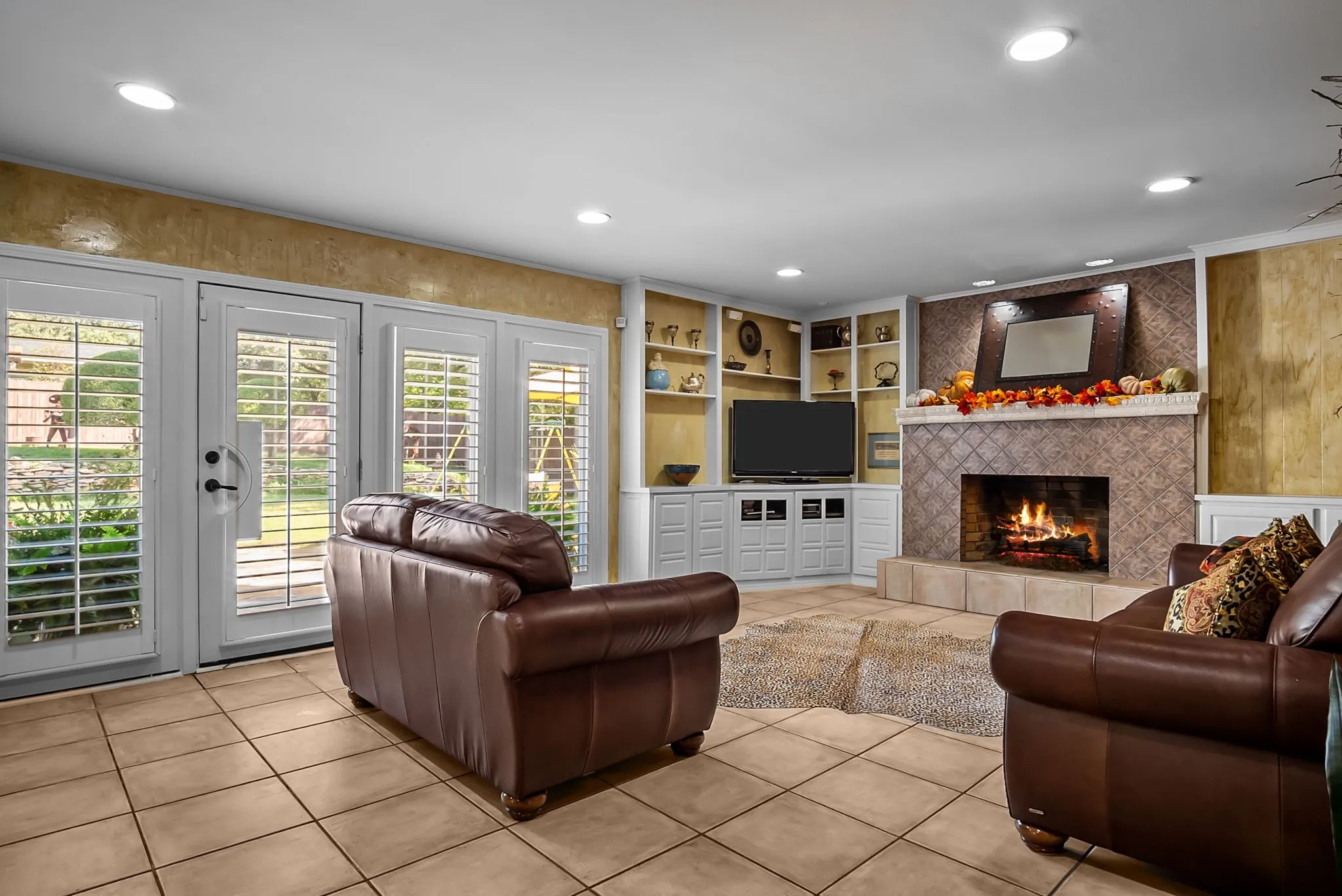 Doors open to patio