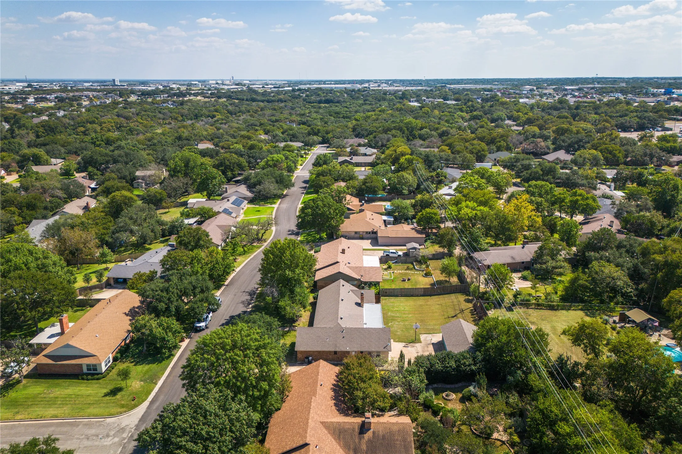 Aerial perspective of suburban area