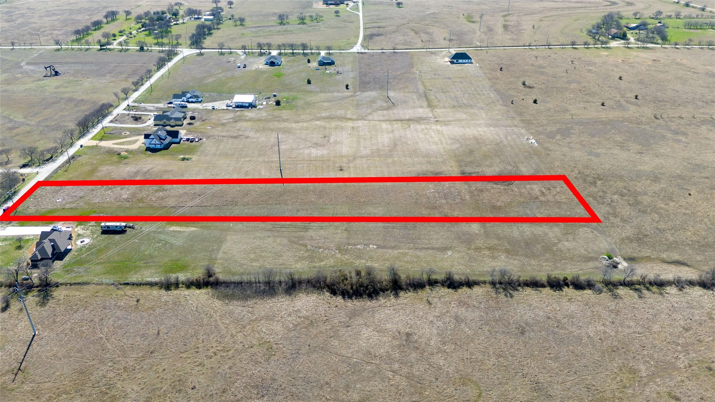 Overview of rural landscape with property boundaries highlighted