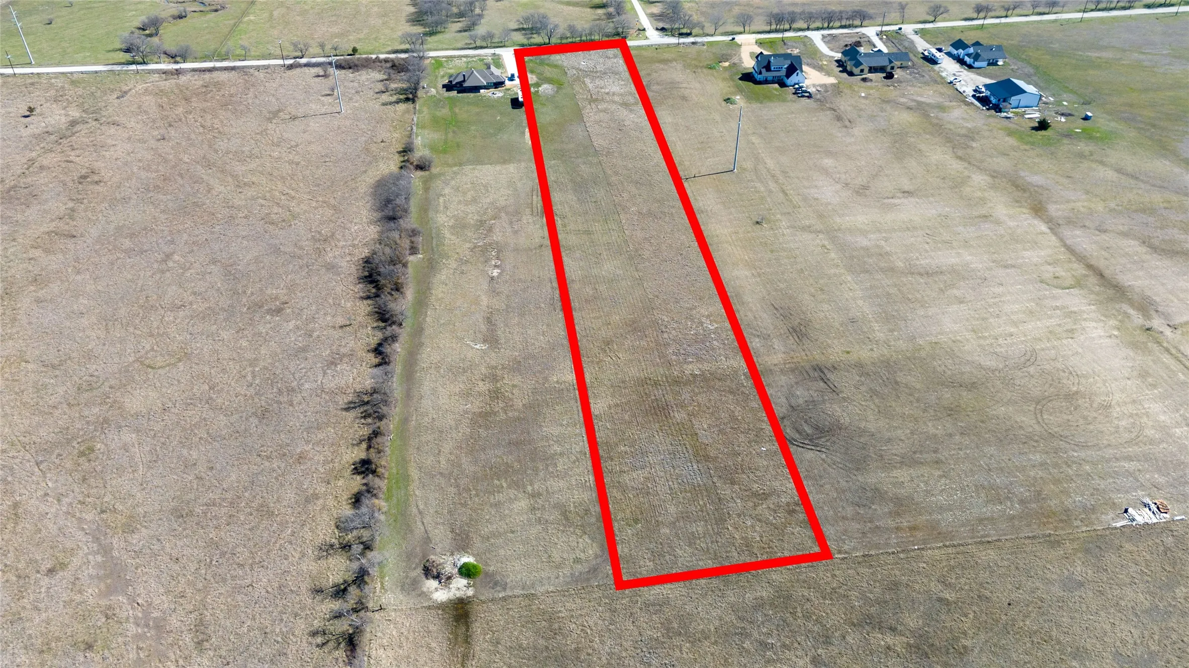 View of rural area with property boundaries highlighted