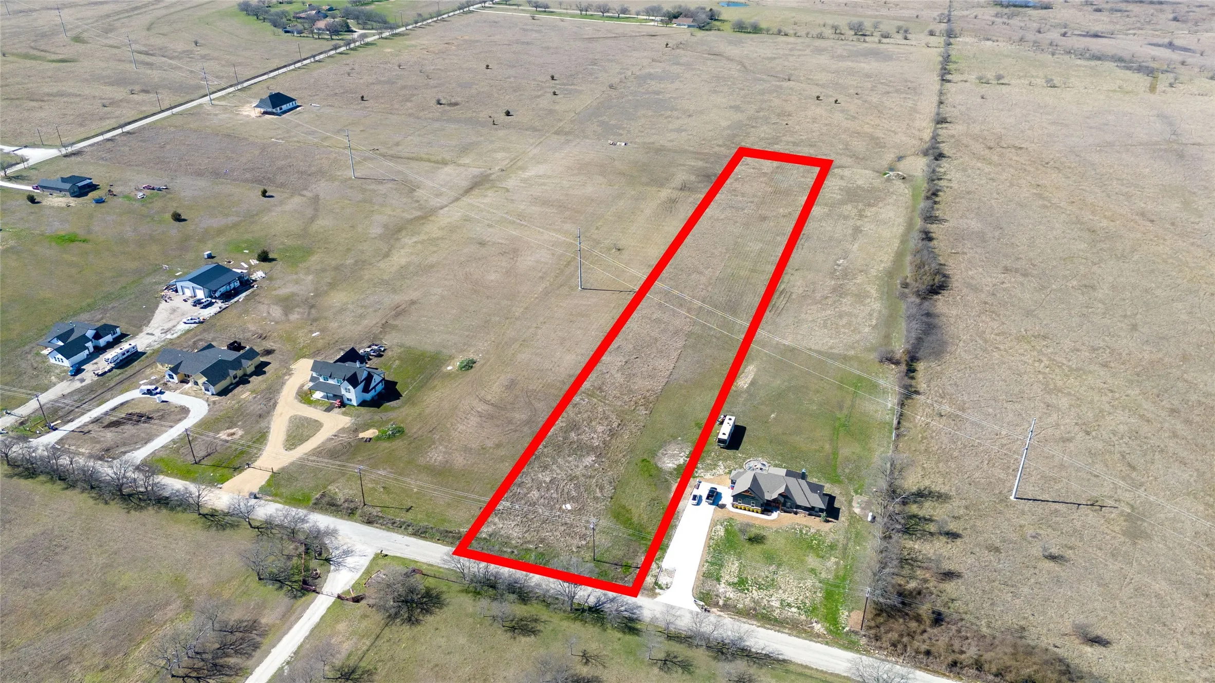 Overview of rural landscape with property boundaries highlighted