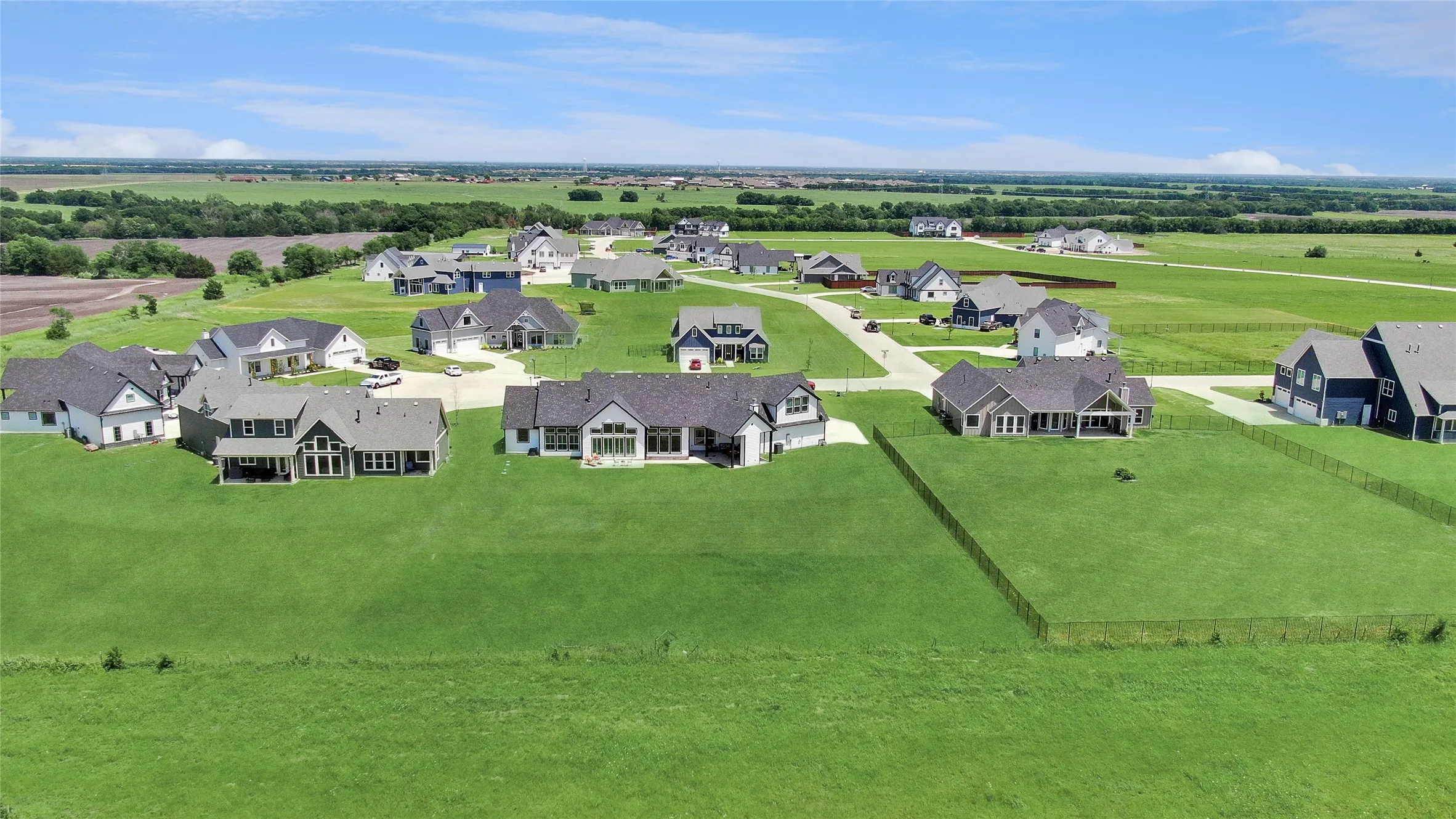 Aerial perspective of suburban area