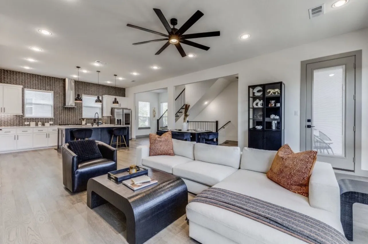 Open floor plan connecting living and kitchen spaces