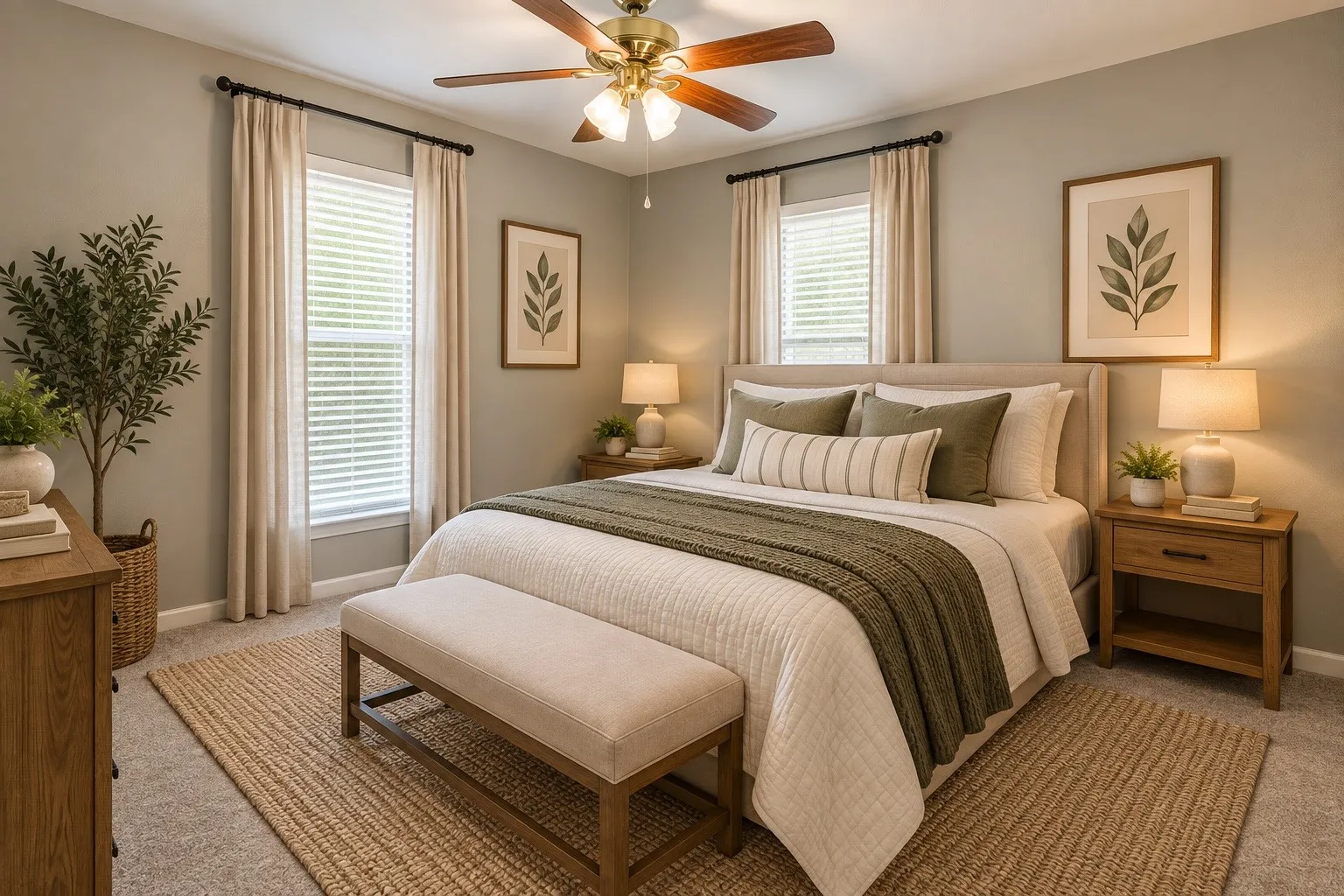 View of guest bedroom that has been virtually staged.