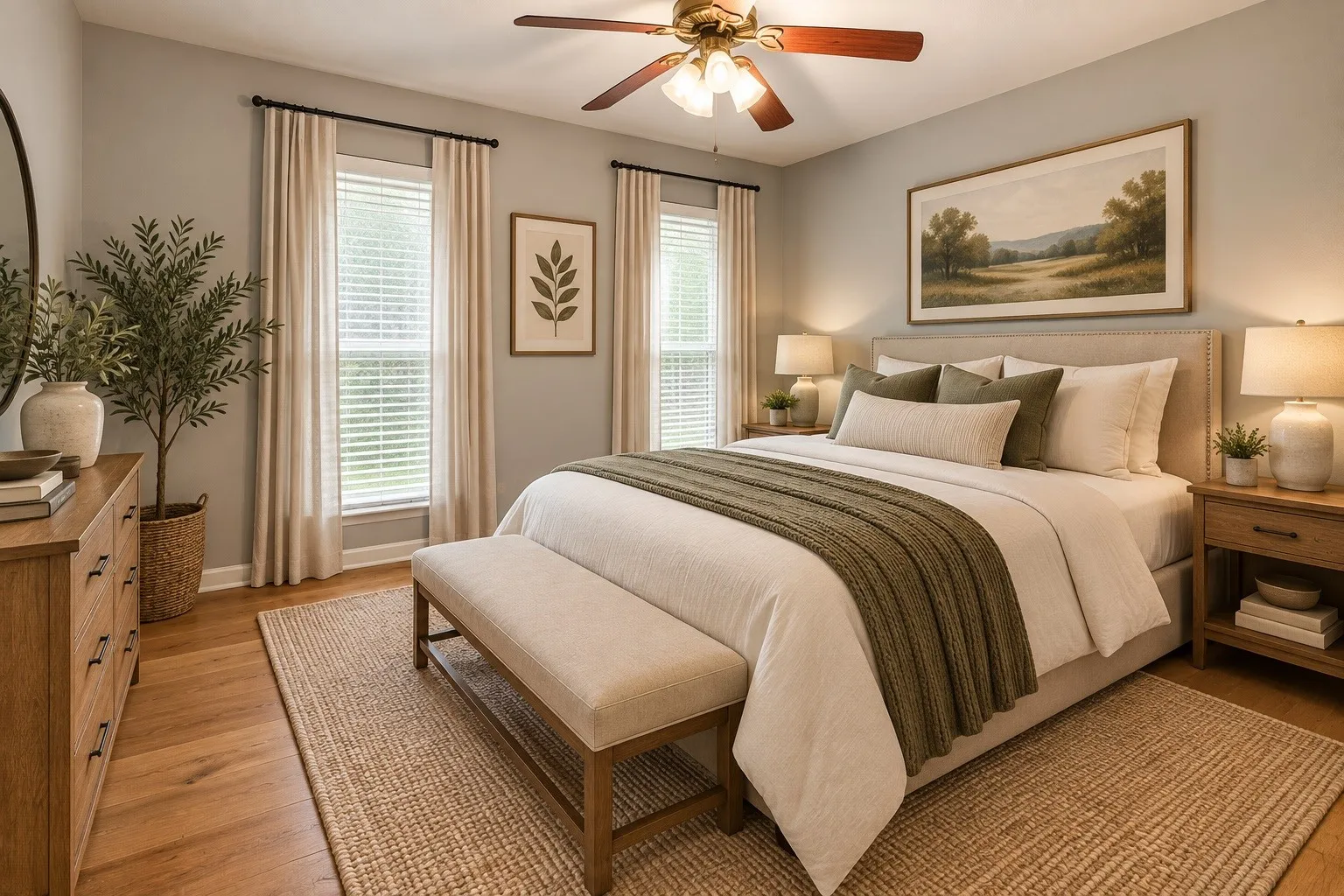 View of guest bedroom that has been virtually staged.