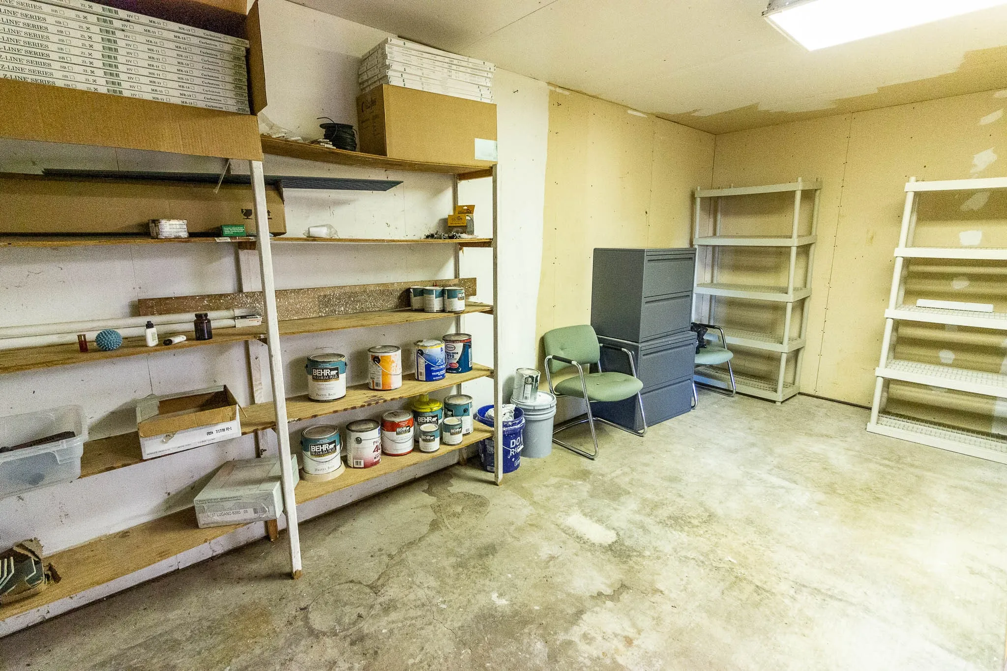 View of storage area just off office