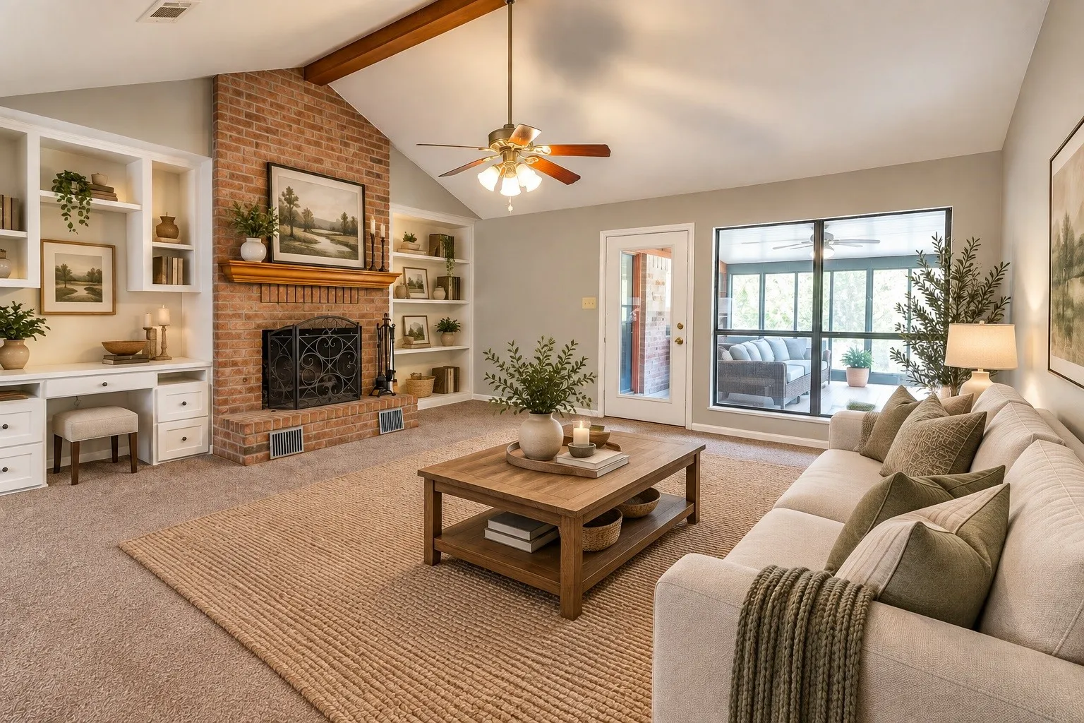 View of the living room that has been virtually staged.