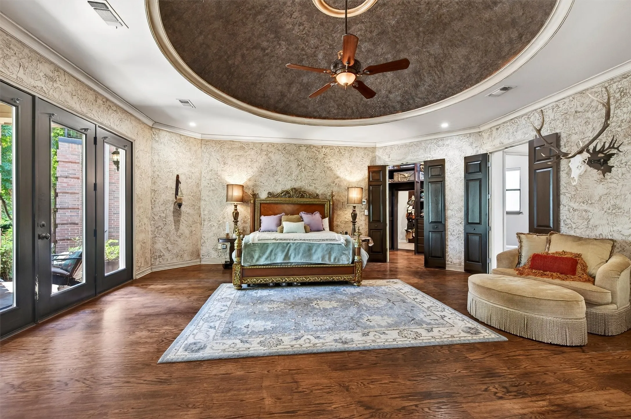 Large Primary Bedroom with French Doors to Backyard