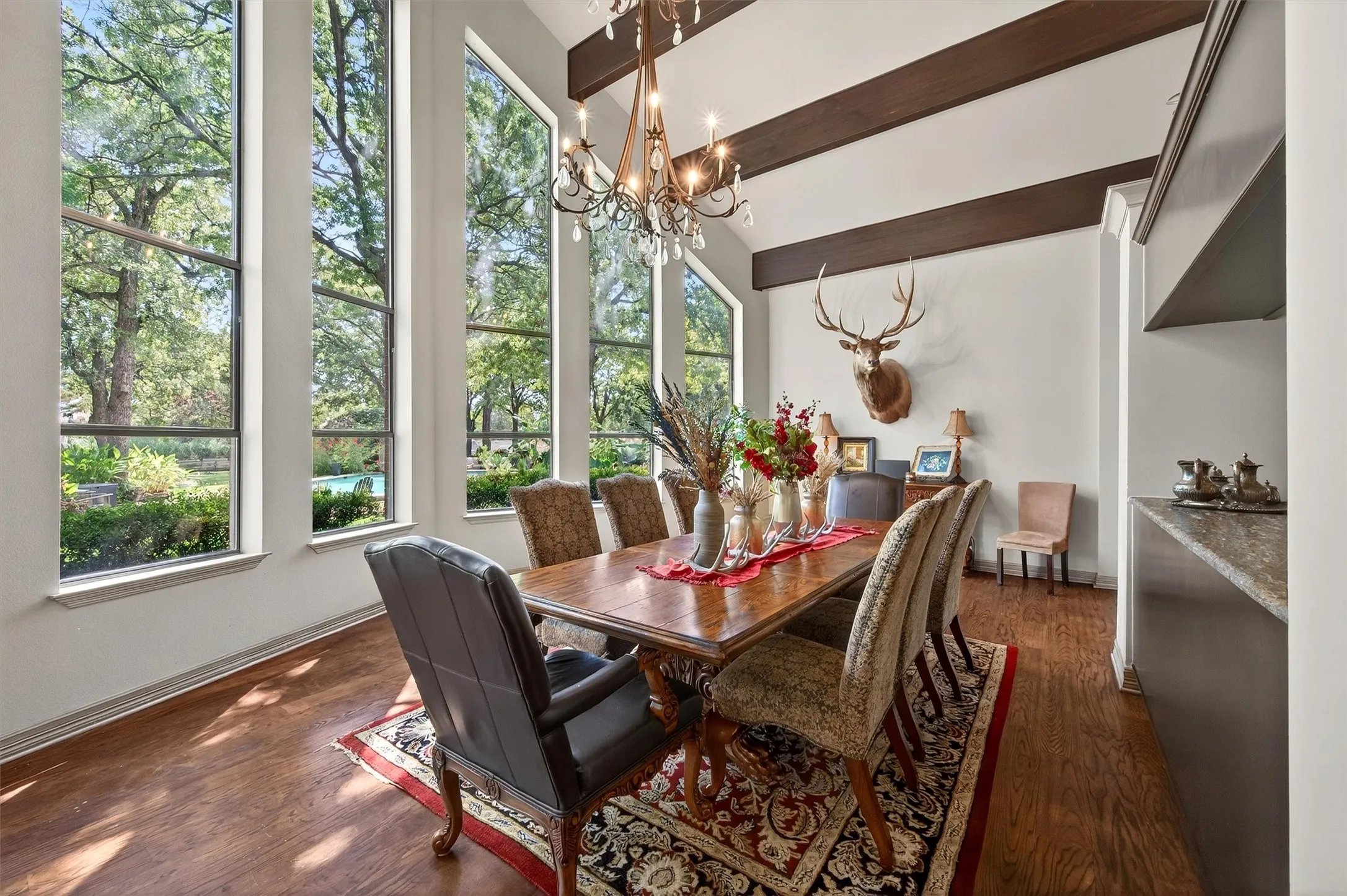Dining Area, Large Windows of view to Backyard