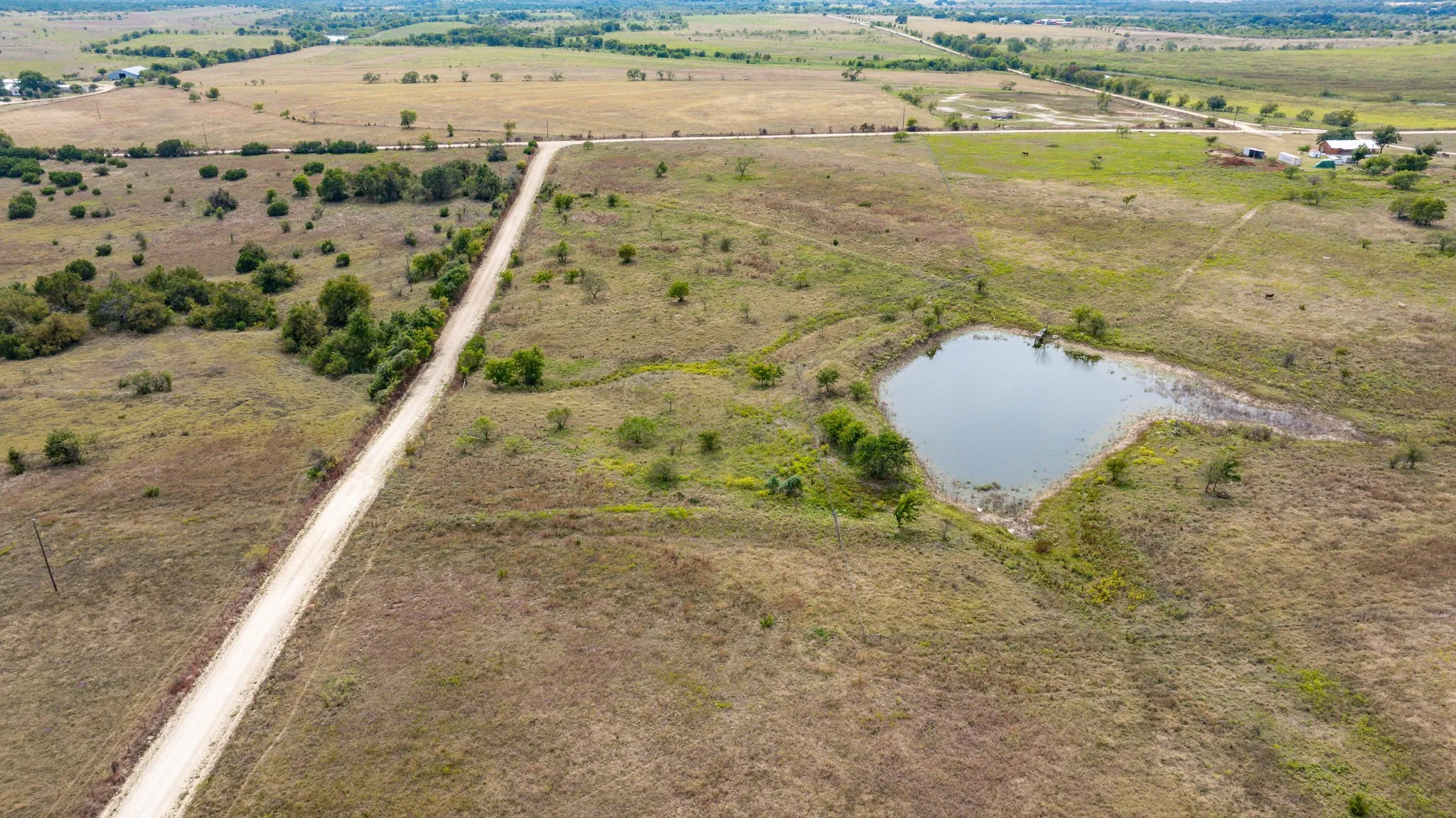 Overview of rural landscape with a large body of water