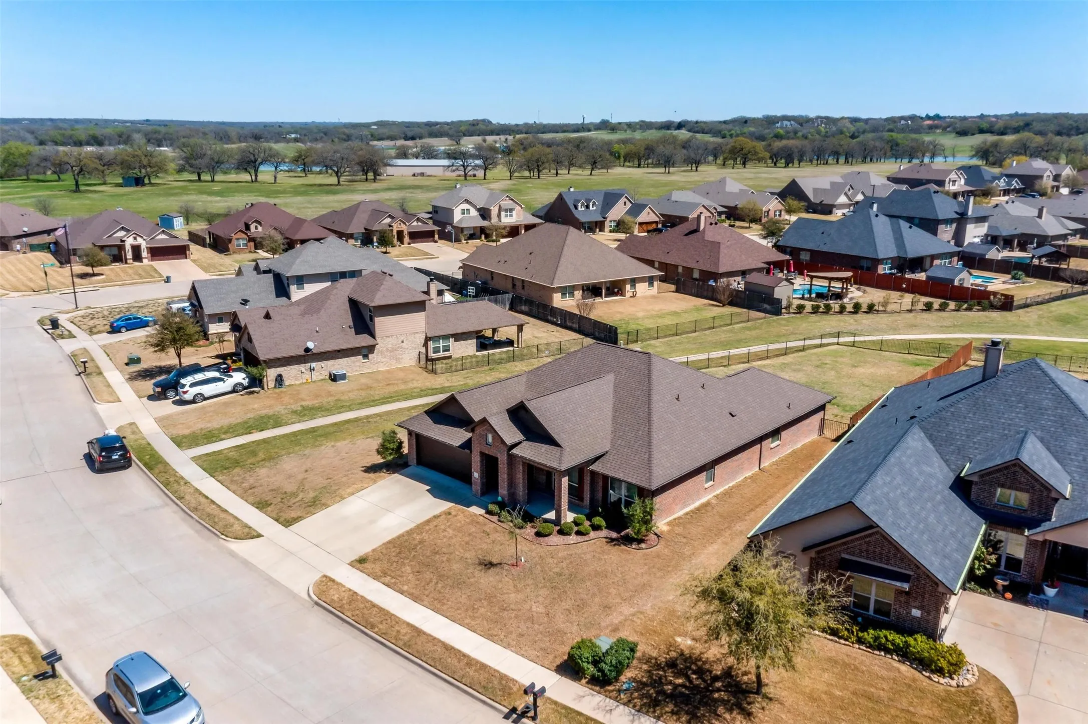 Aerial perspective of suburban area