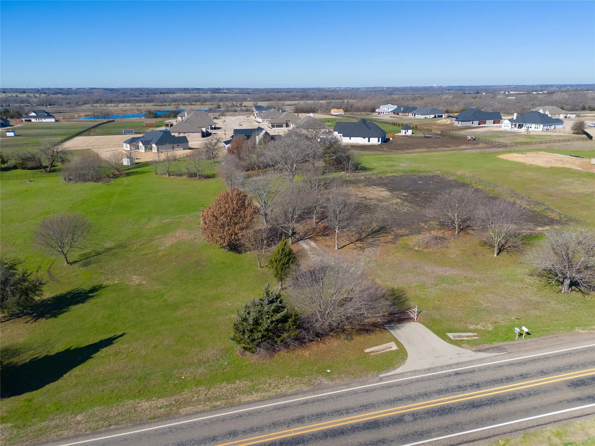 Aerial perspective of suburban area