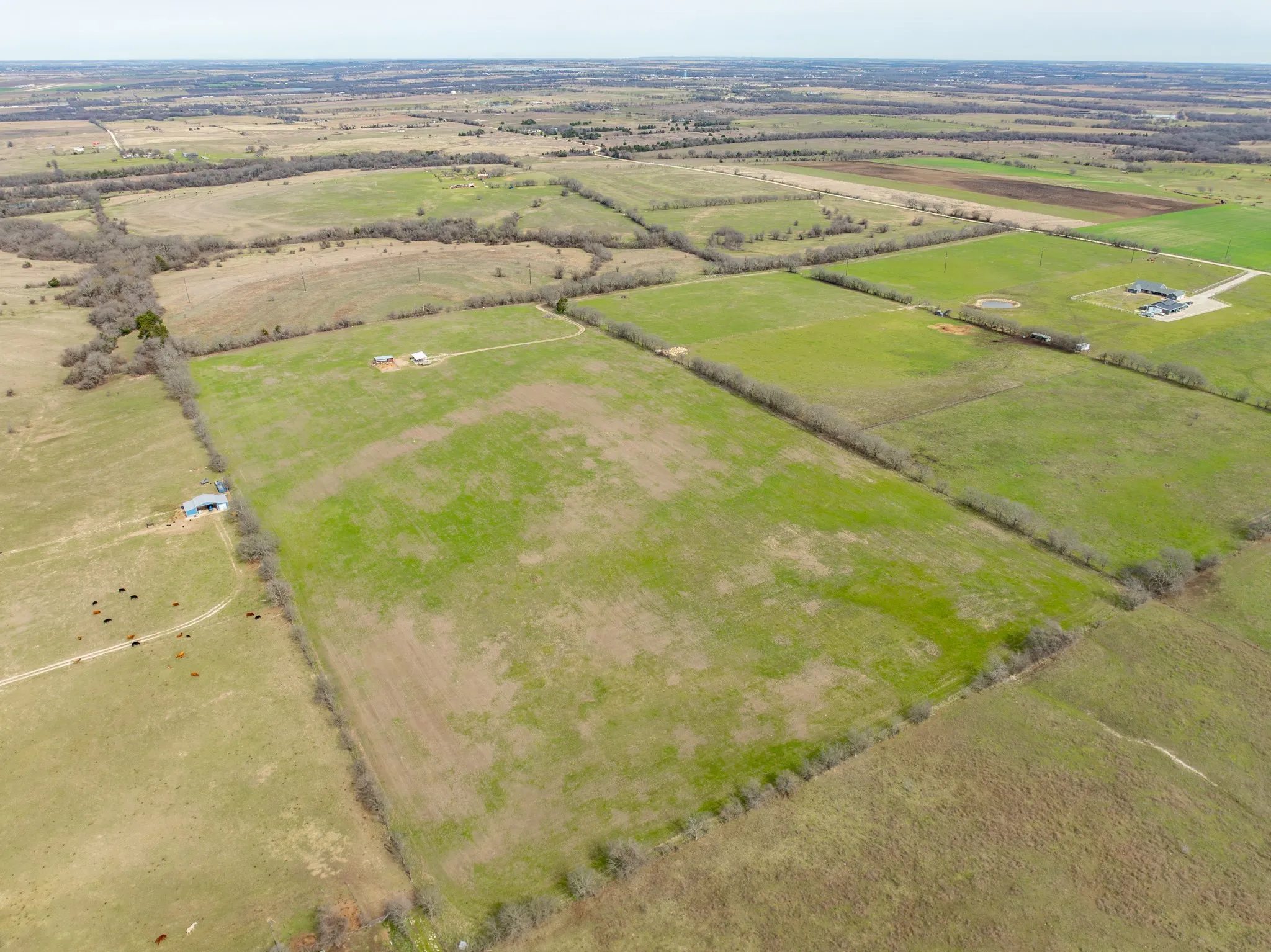 Aerial view of sparsely populated area
