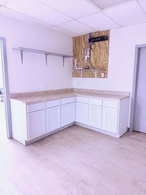 Built in cabinets and countertops ideal for workspace or breakroom