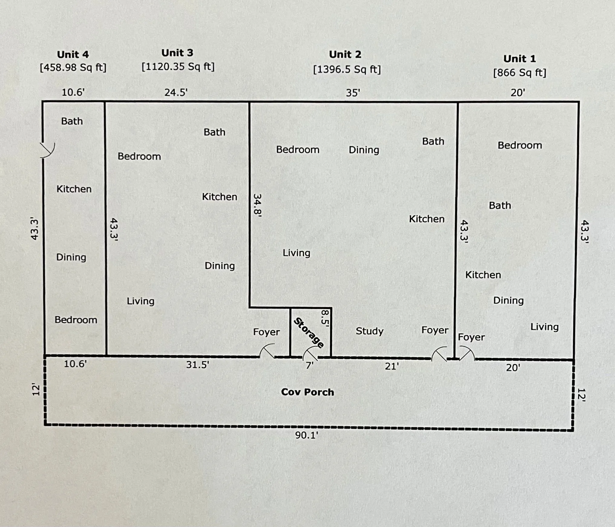 Floor plan for each unit