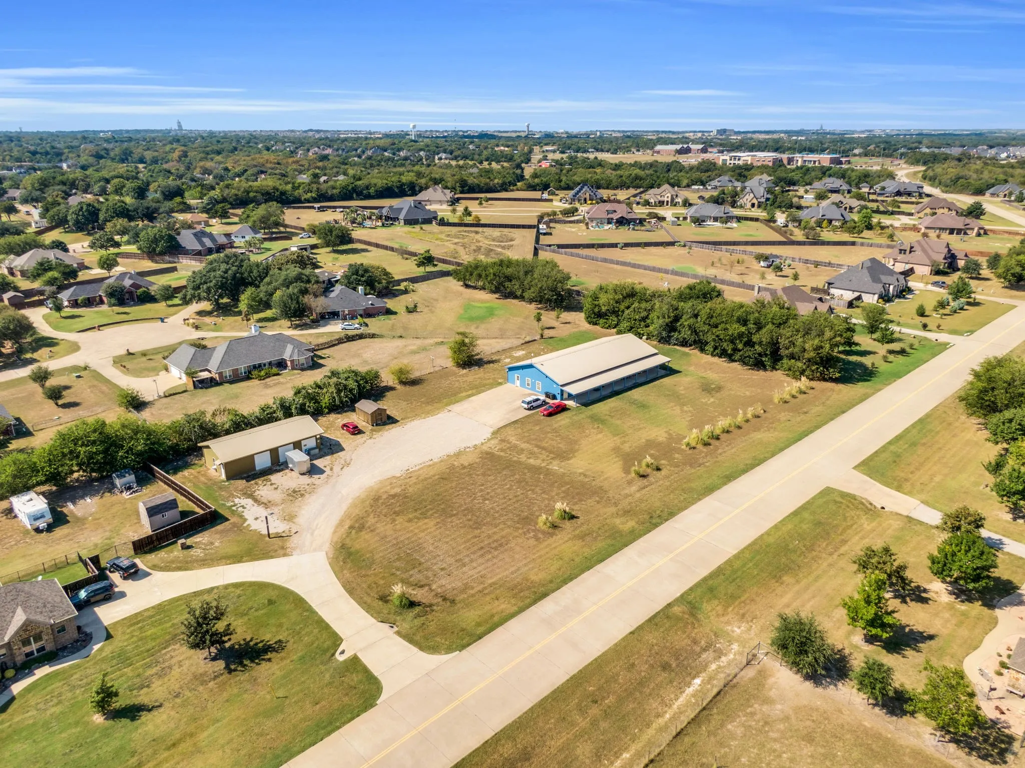 Aerial perspective of suburban area