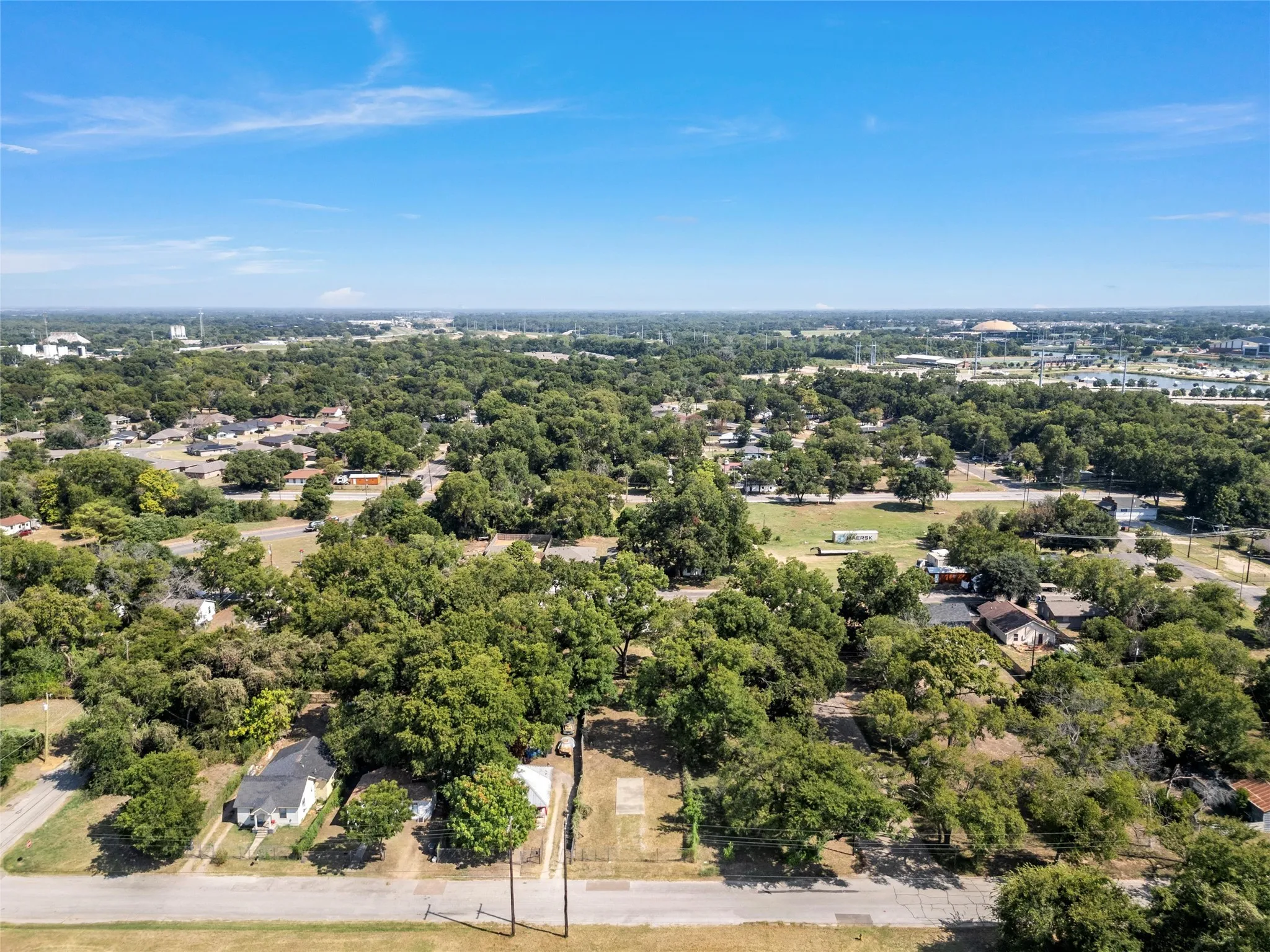 Drone / aerial view of a tree filled landscape