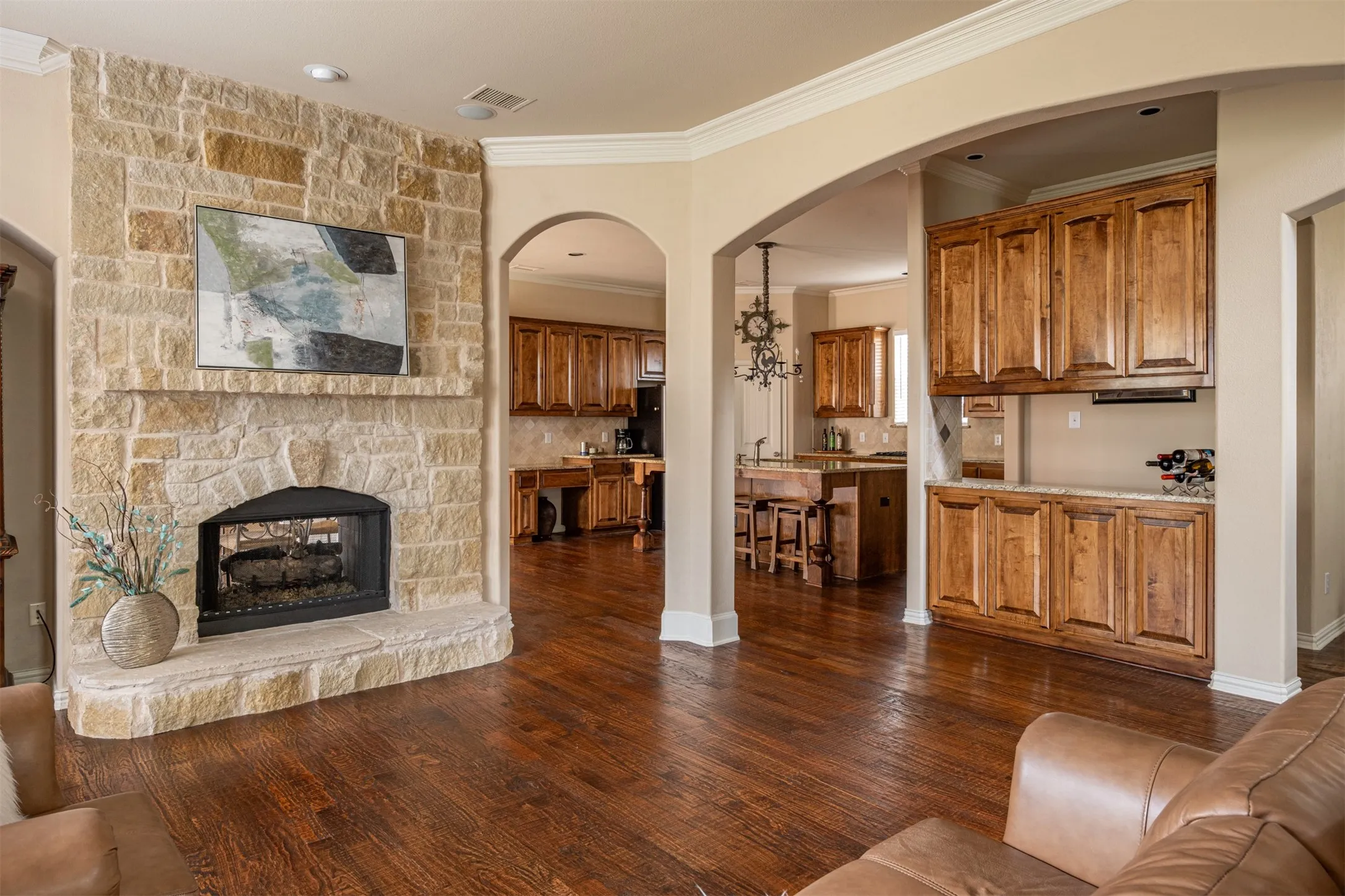 Fireplace and Butler Pantry/Coffee Bar etc.