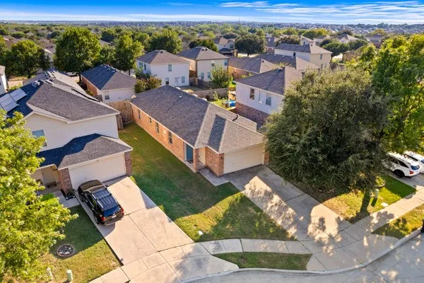 Aerial perspective of suburban area