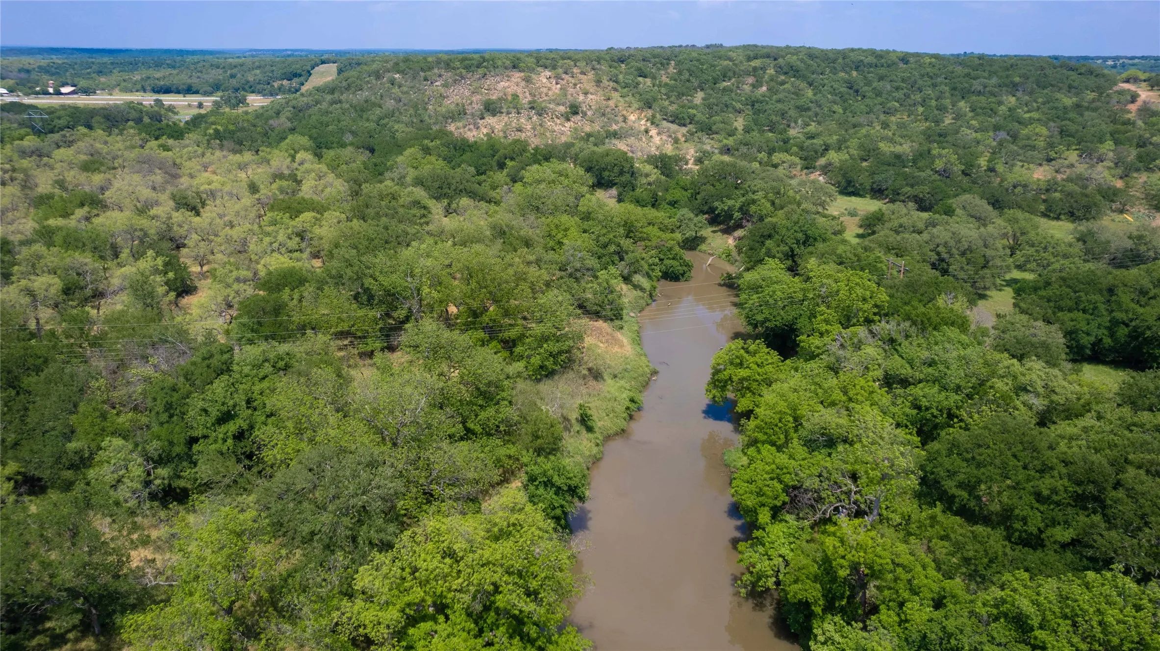Bird's eye view of a nearby body of water