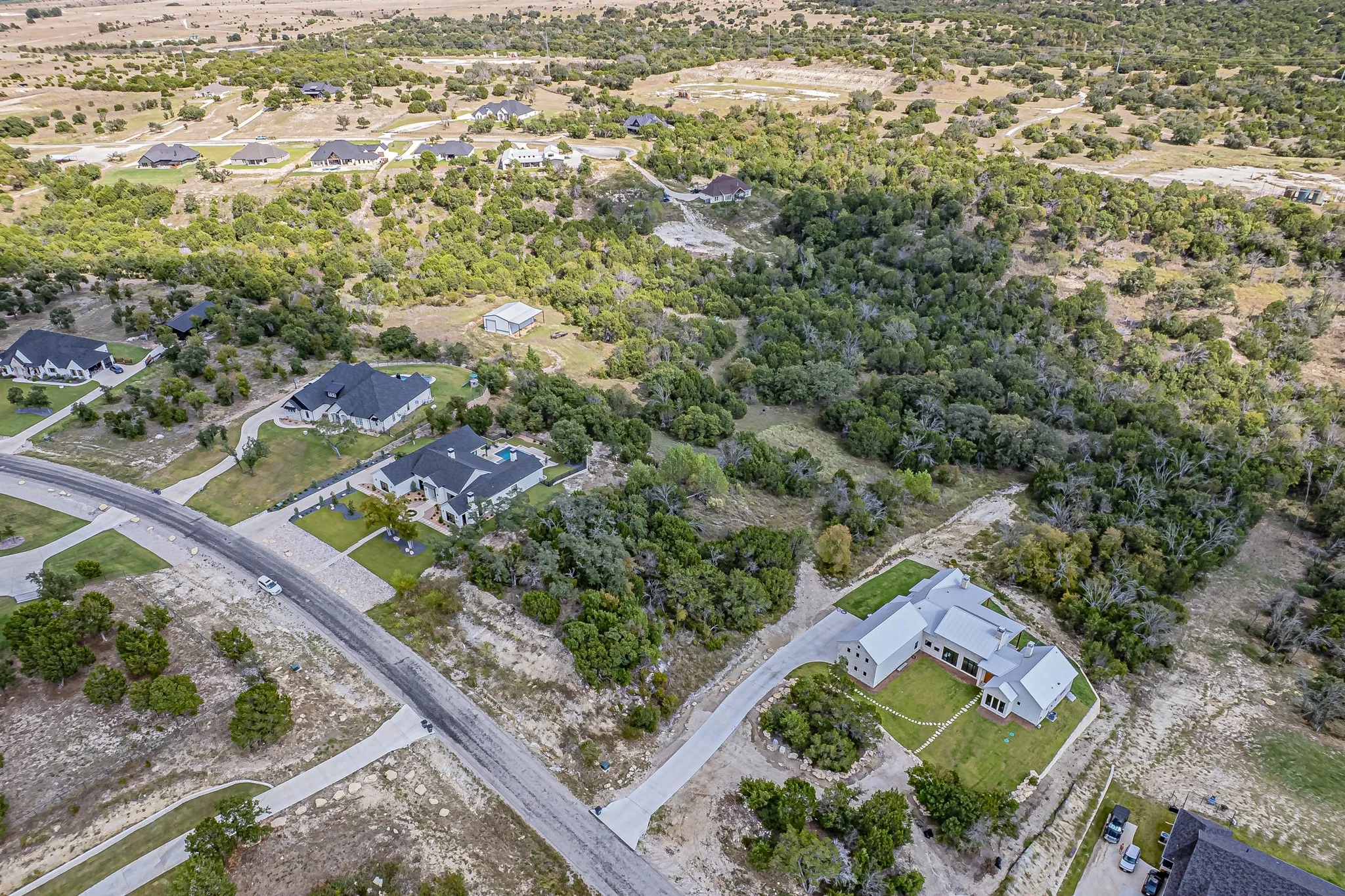 Aerial perspective of suburban area