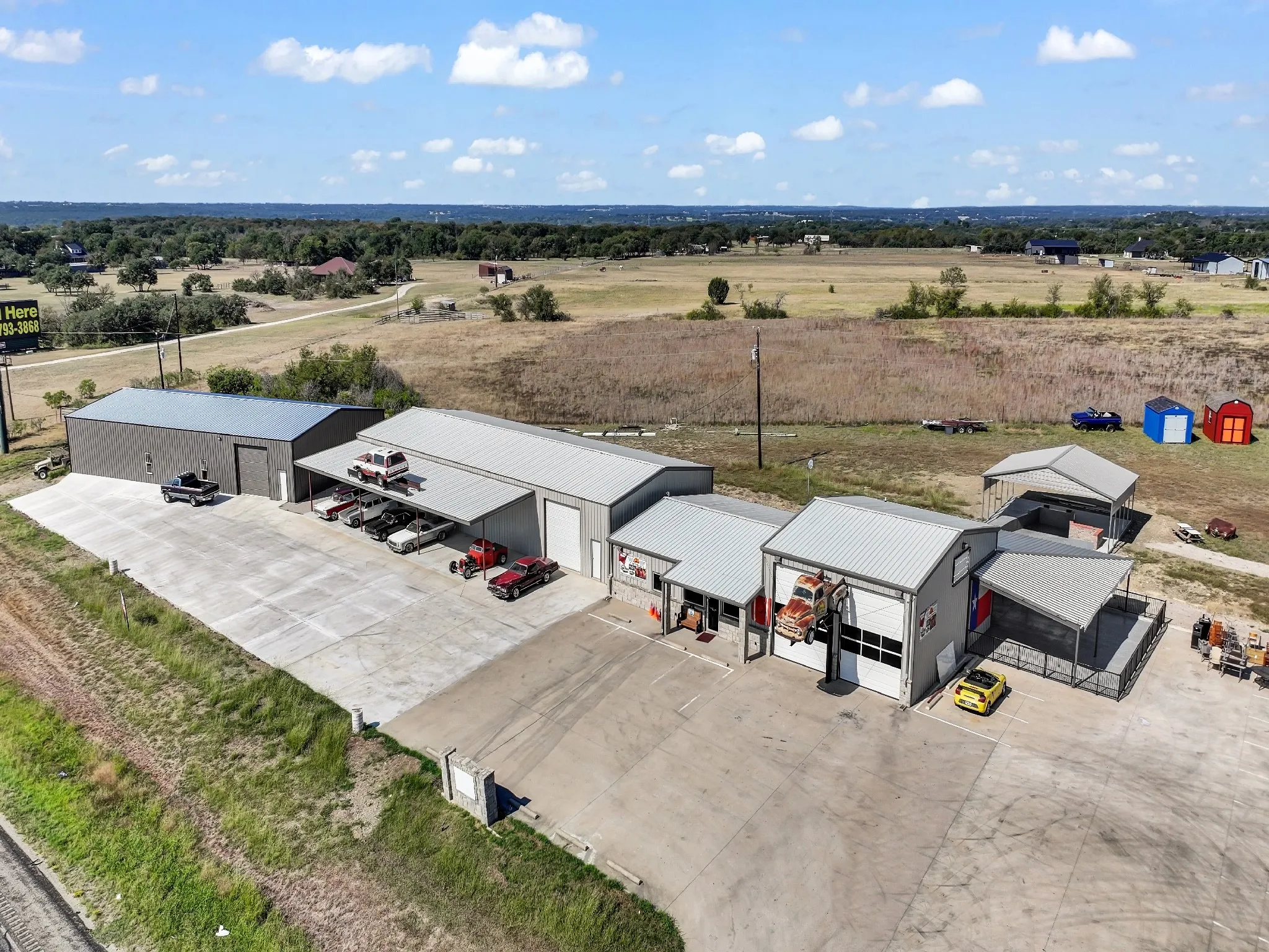 Aerial view of industrial structures