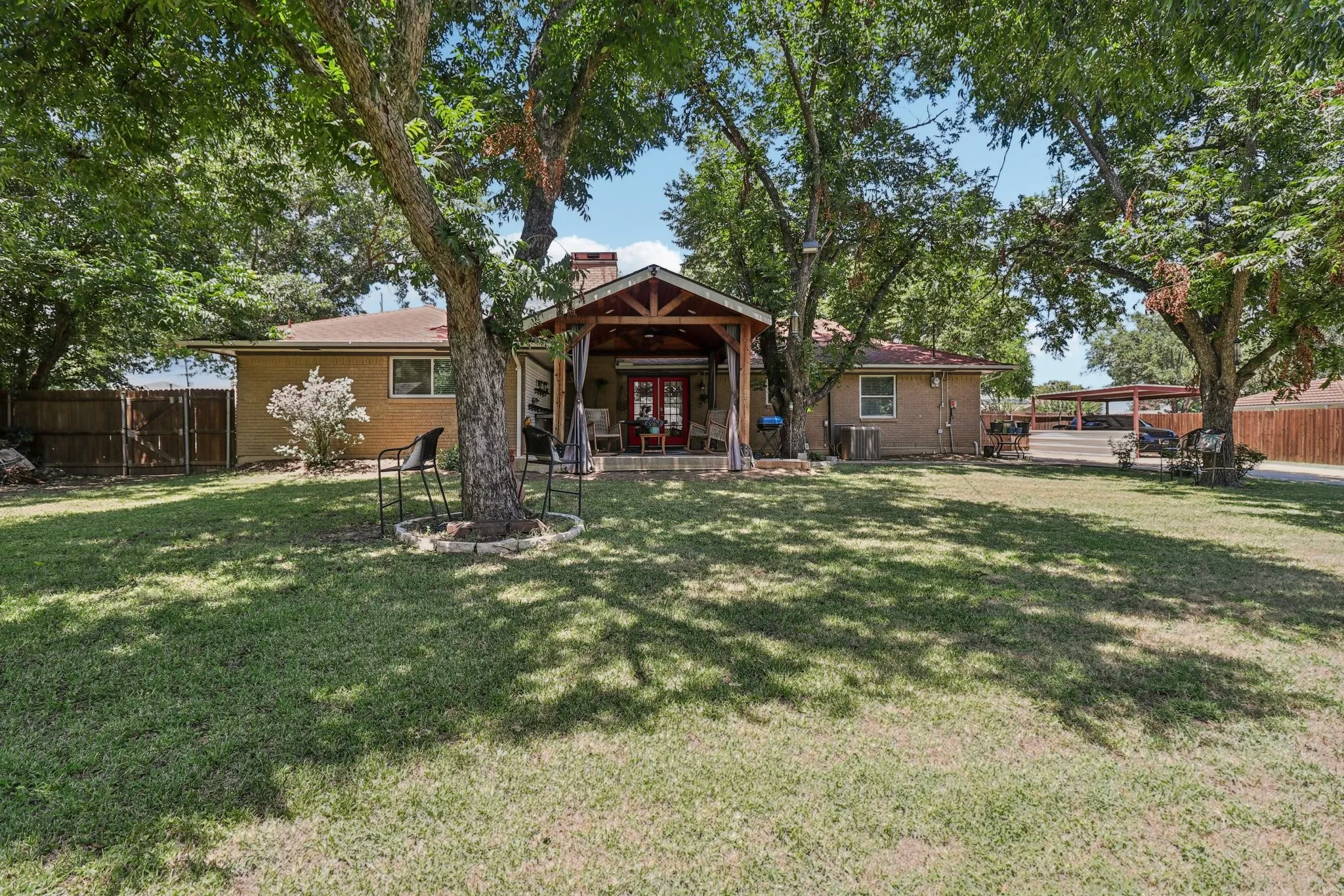 Great backyard with extended covered patio