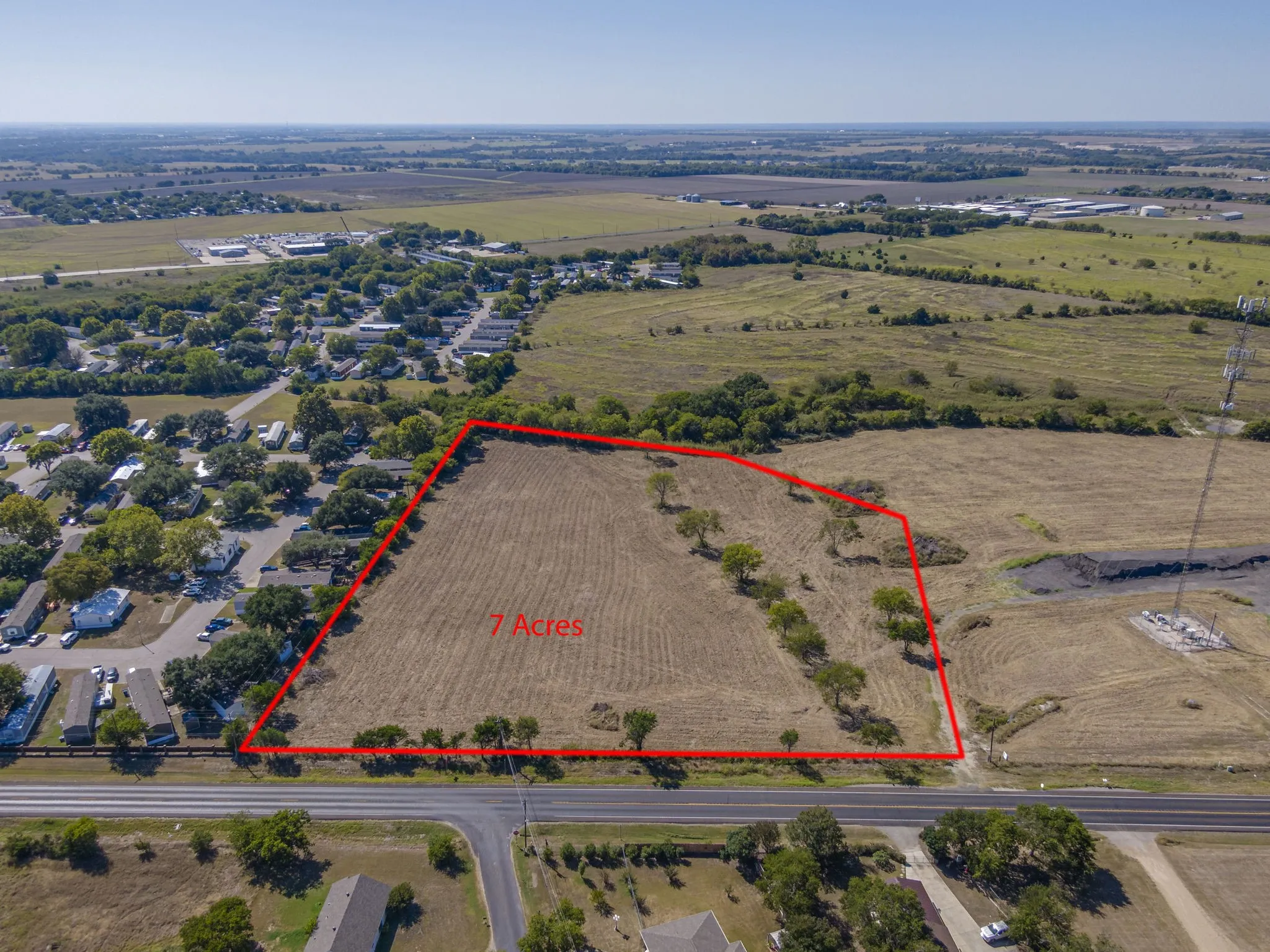 Overview of property parcel outlined.  Proposed 7 +/- acres
