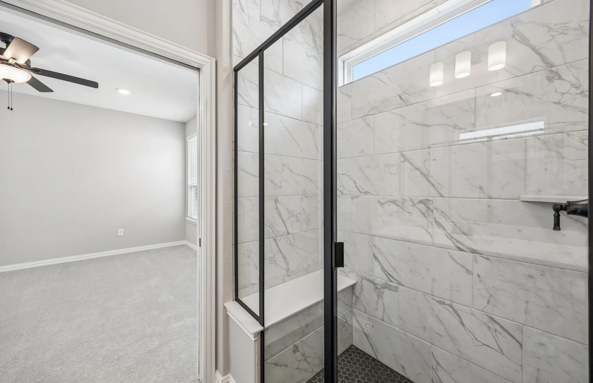Primary bath with beautiful shower