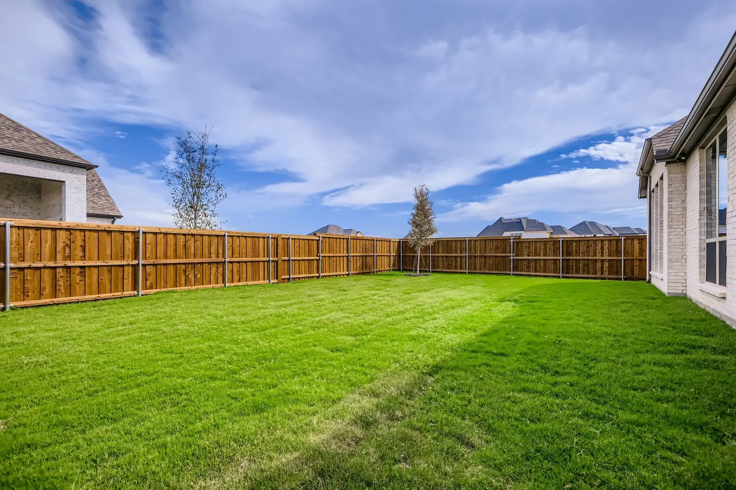 View of fenced backyard