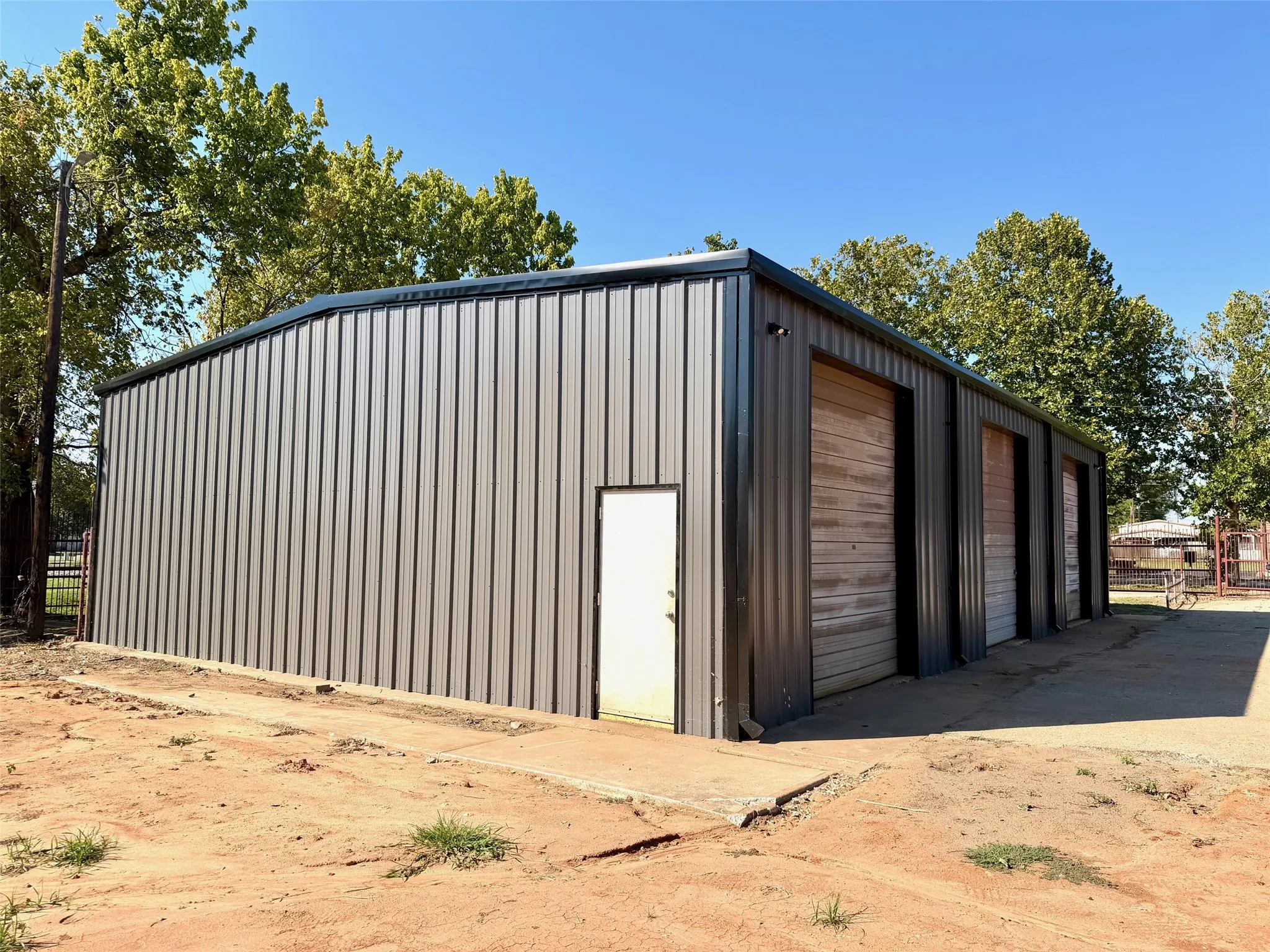View of detached garage