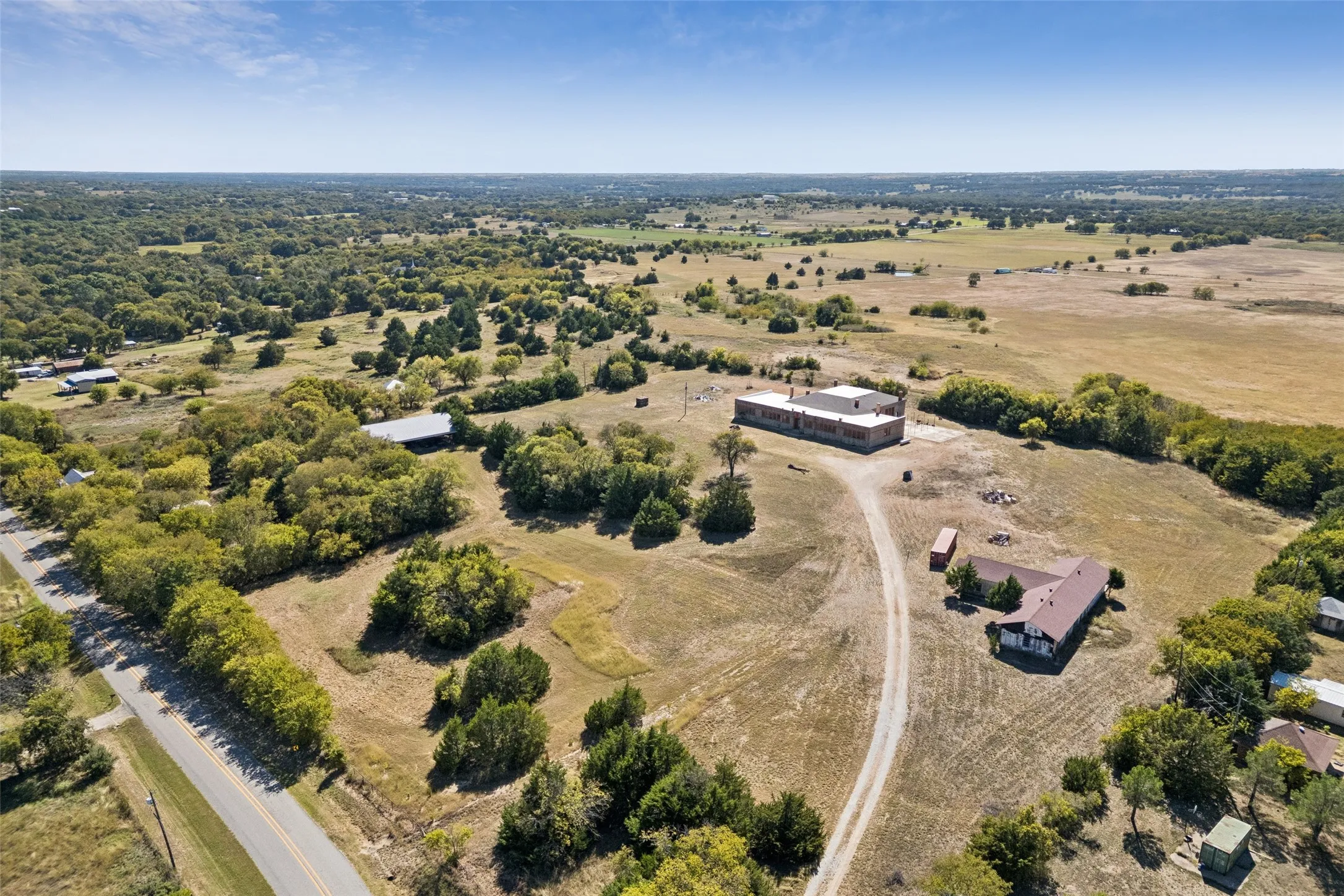 Aerial view of sparsely populated area