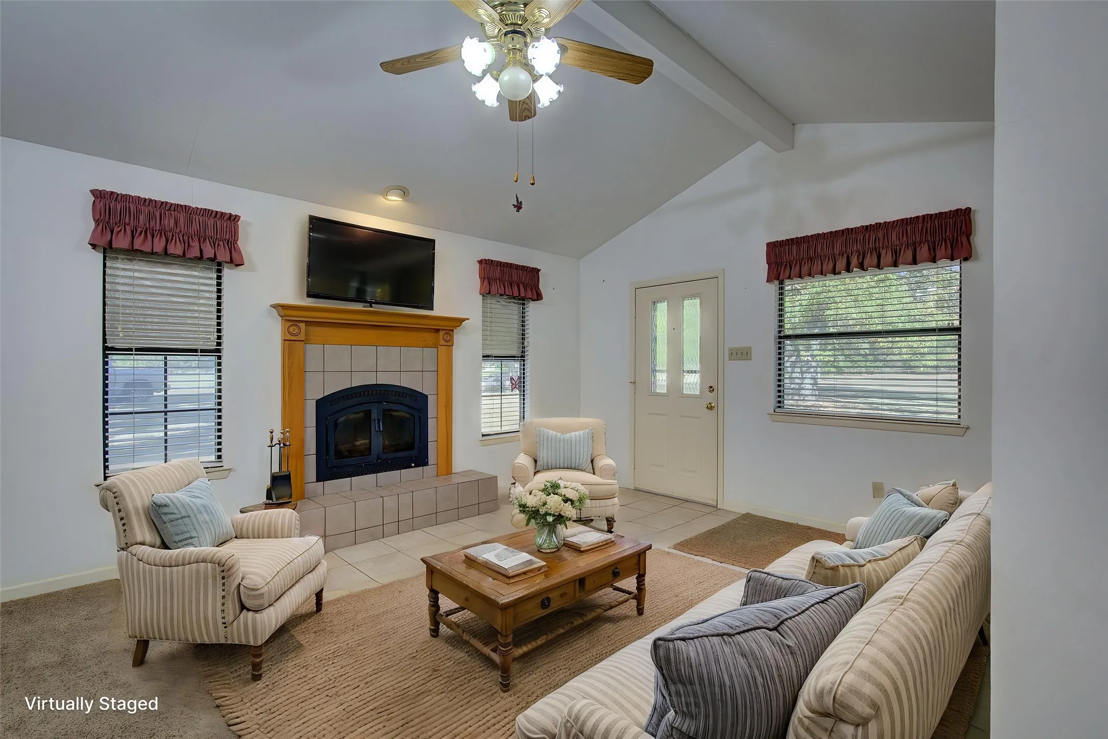 Living room, virtually staged