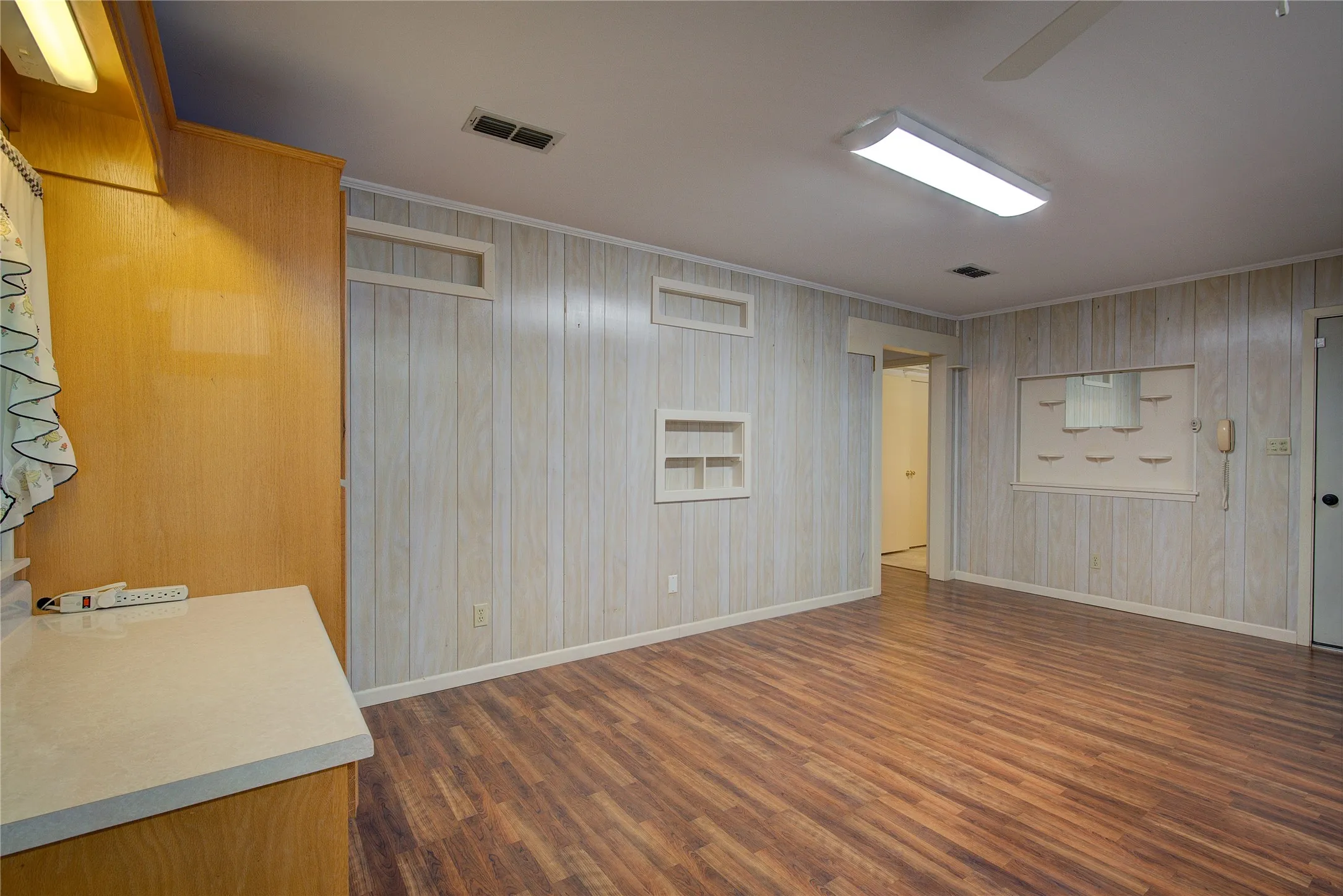 View of dining area from kitchen