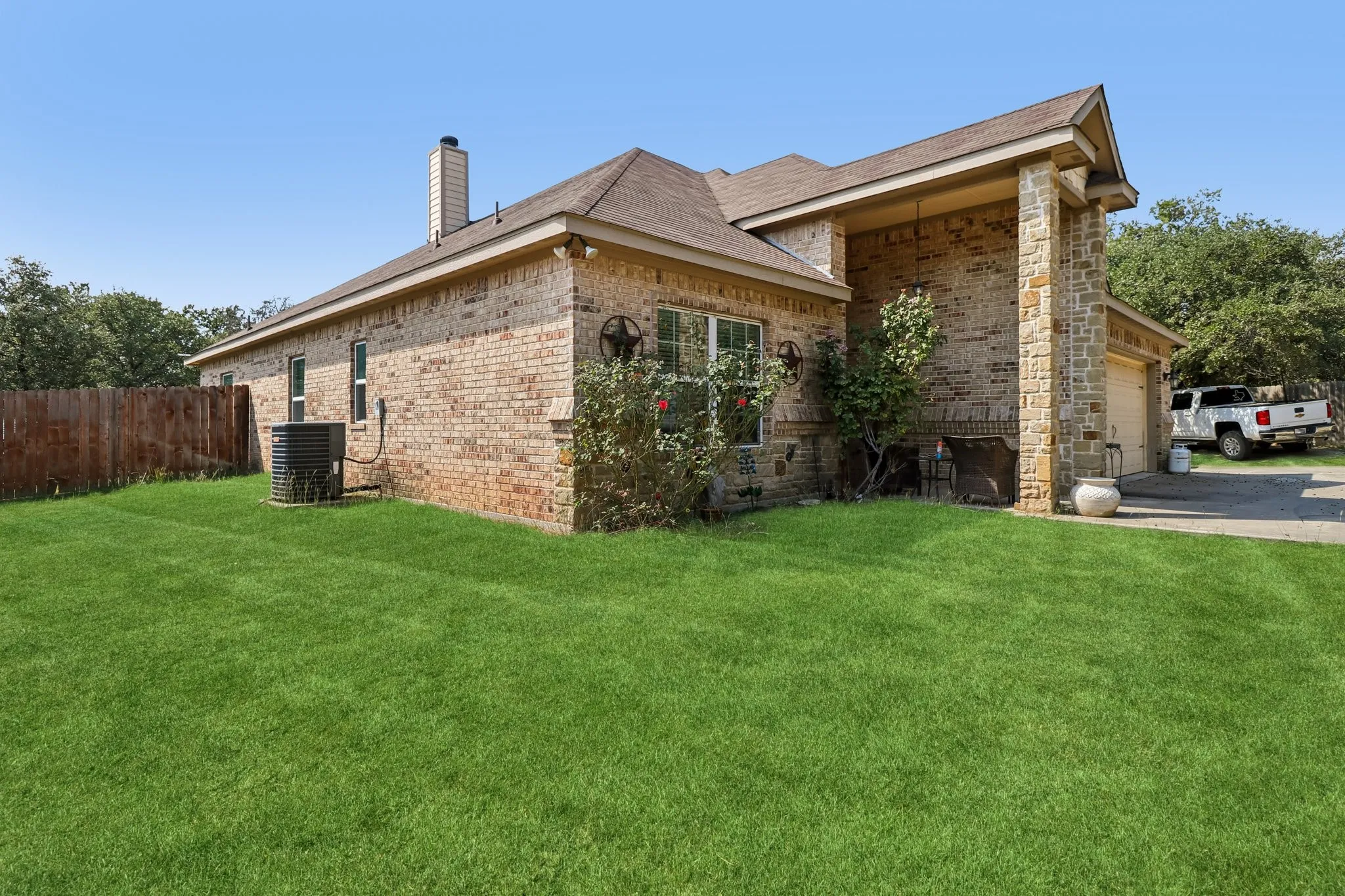 Side view of backyard
