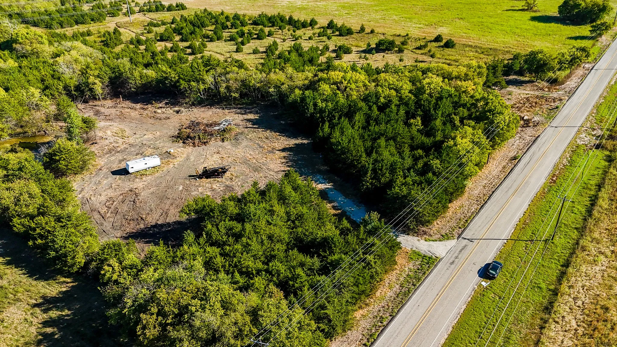 Aerial view of sparsely populated area