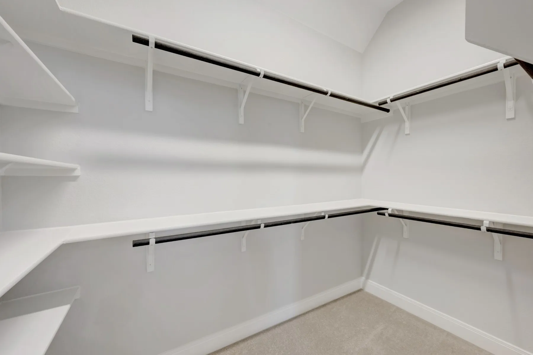 Walk in closet featuring light carpet