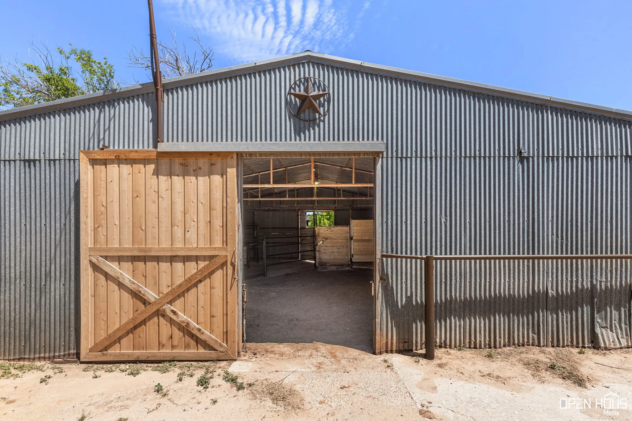 View of horse barn