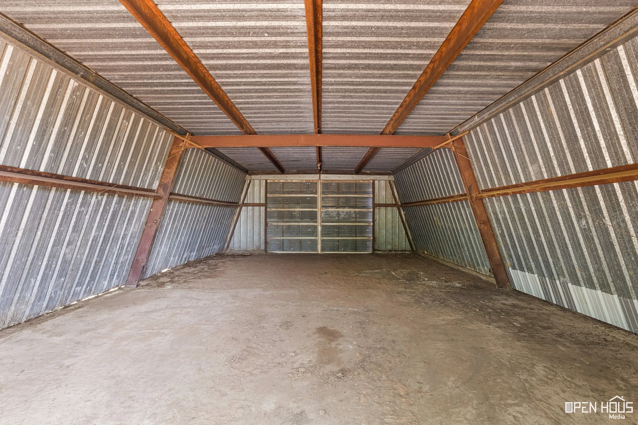 Garage with metal wall