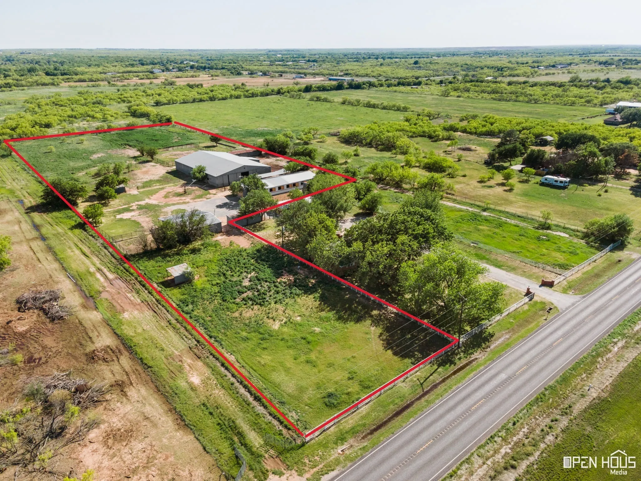 Overview of rural landscape featuring property parcel outlined