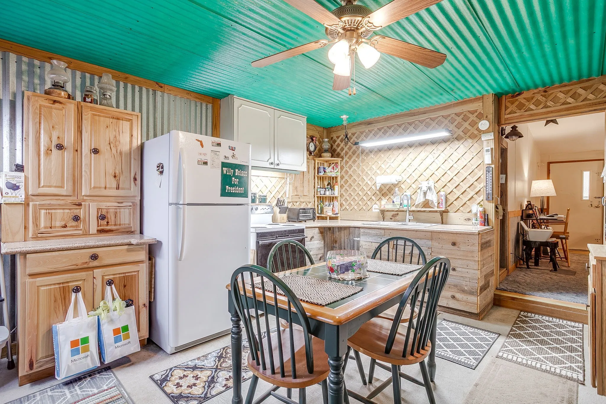 Dining room featuring ceiling fan
